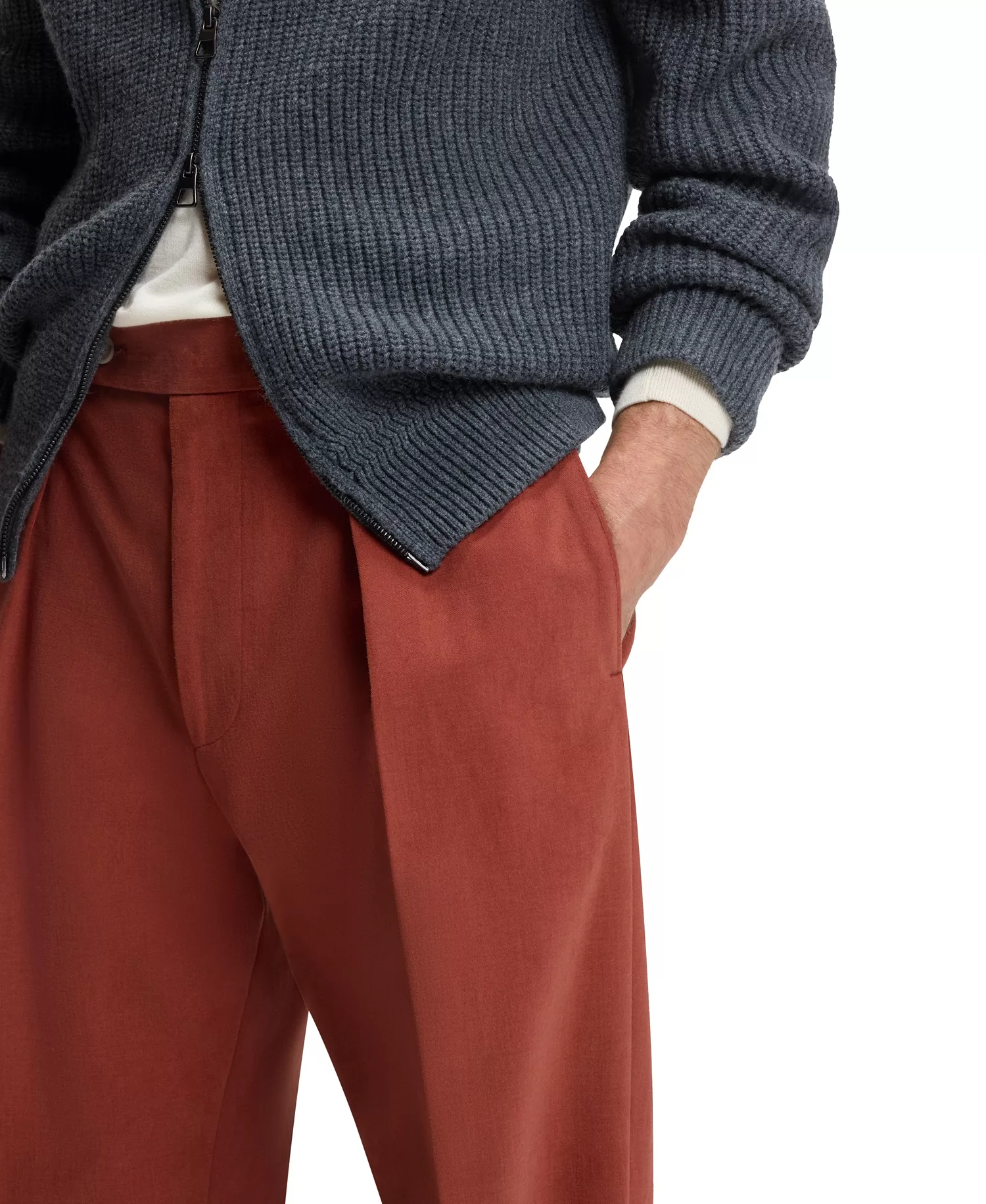 BECKHAM x BOSS Men's Cotton Micro-Patterned Pants - Dark Red - 30R