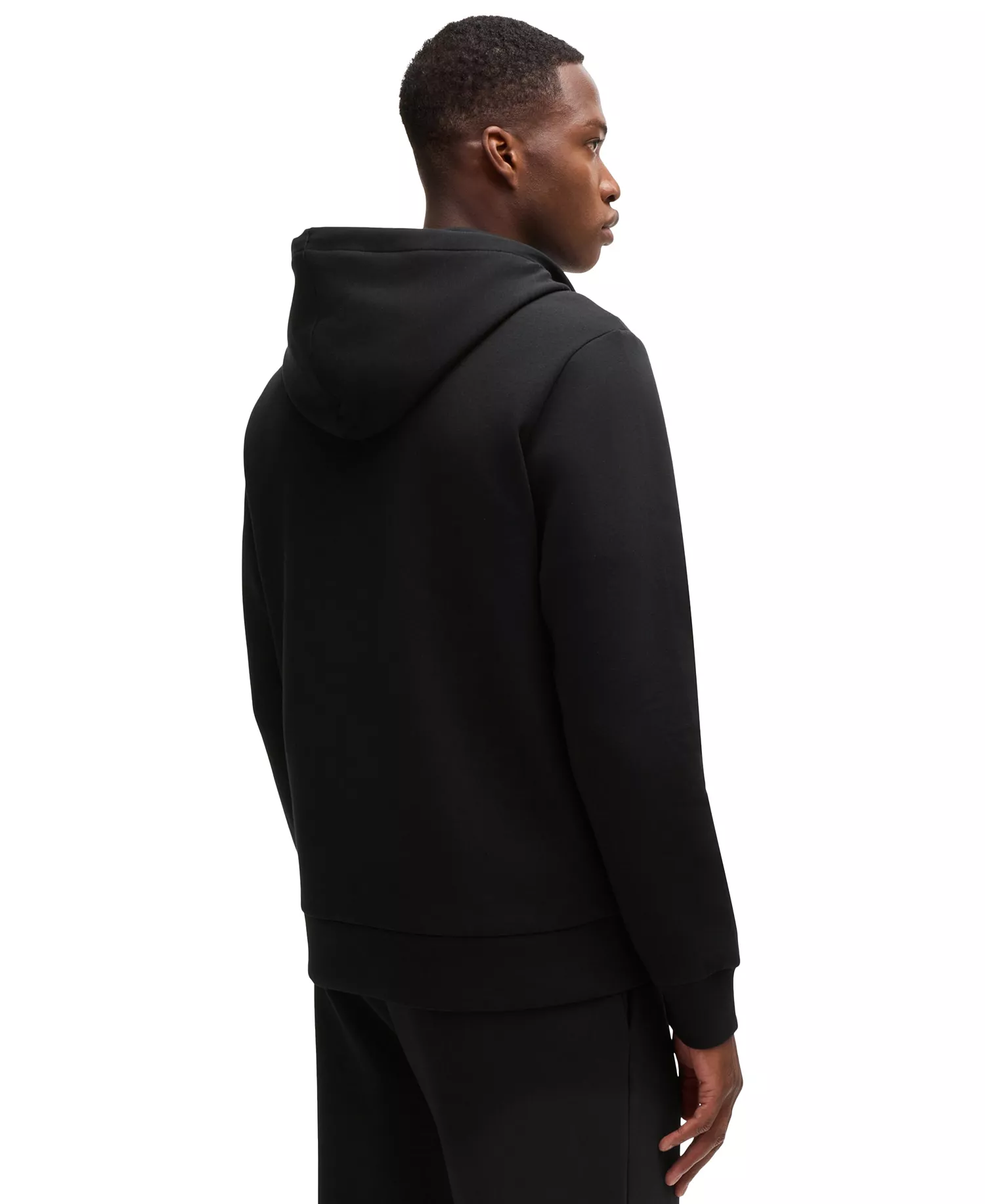 Men's Logo Print Zip-Up Hoodie - Black - L