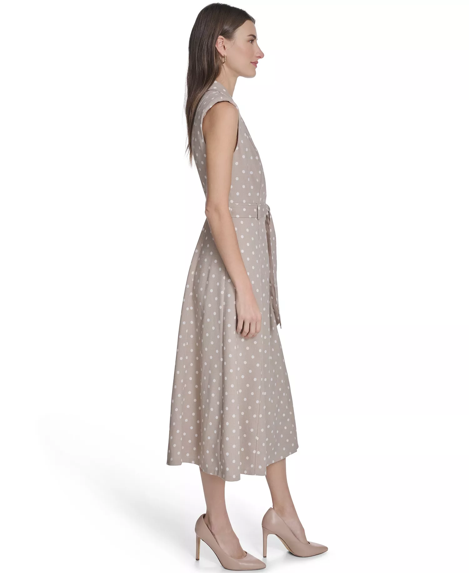 Women's Collared Neck Midi Dress - Latte/Cream - 10