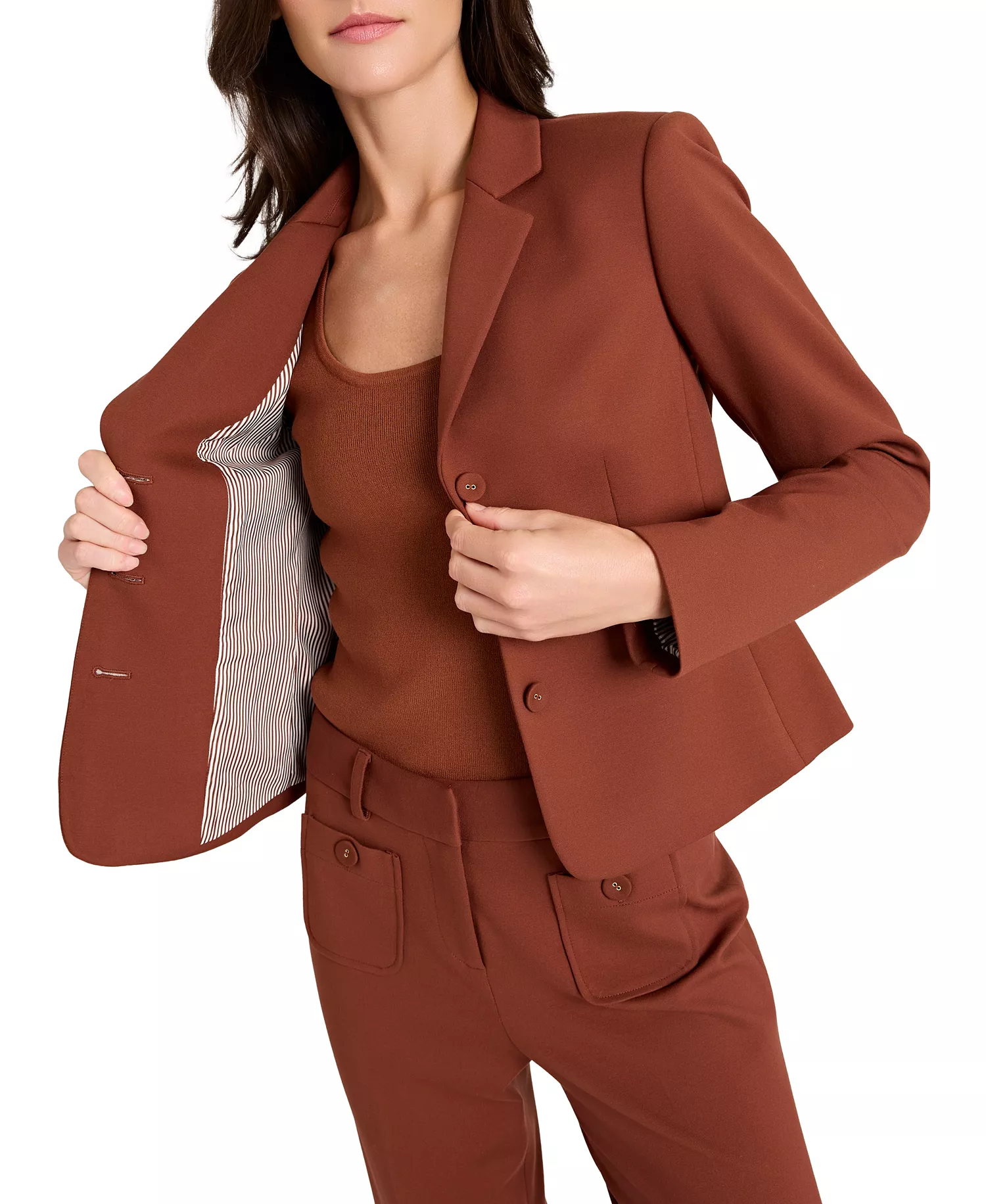 Women's Notch Collar Short Jacket - Tawny - 10