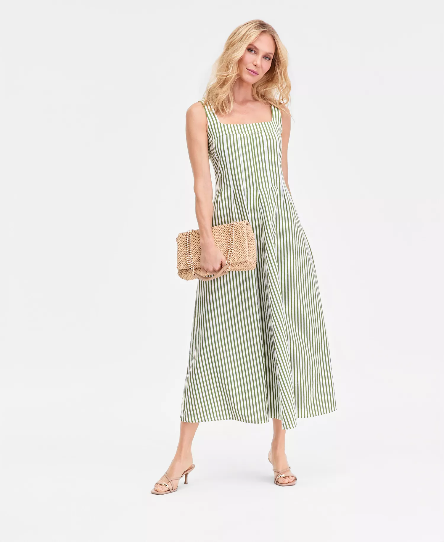 Women's Bryn Sleeveless Striped Dress, Macy's Exclusive - Brynn Stripe Green - L