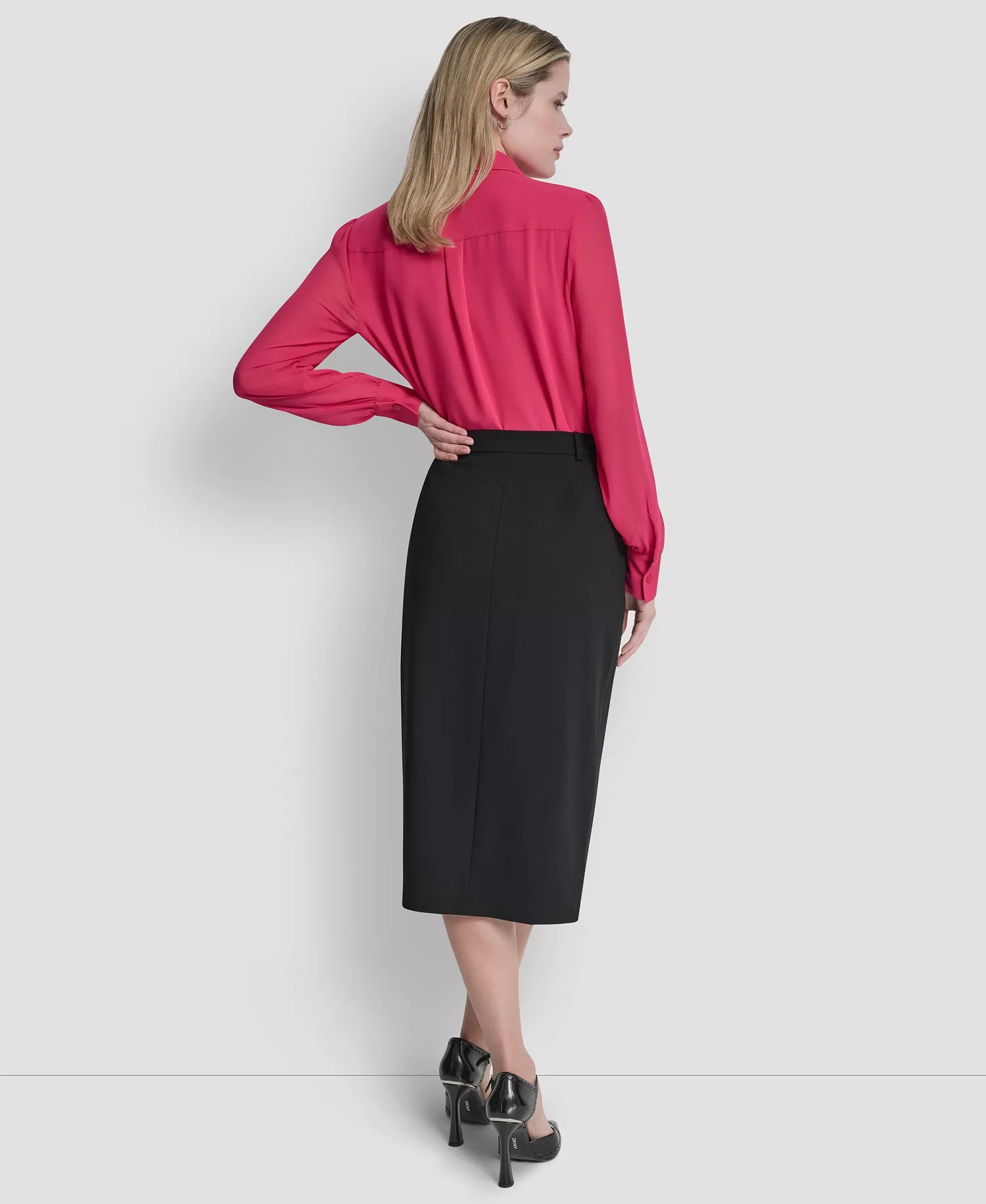 Women's Belted Midi Pencil Skirt - Black - 0