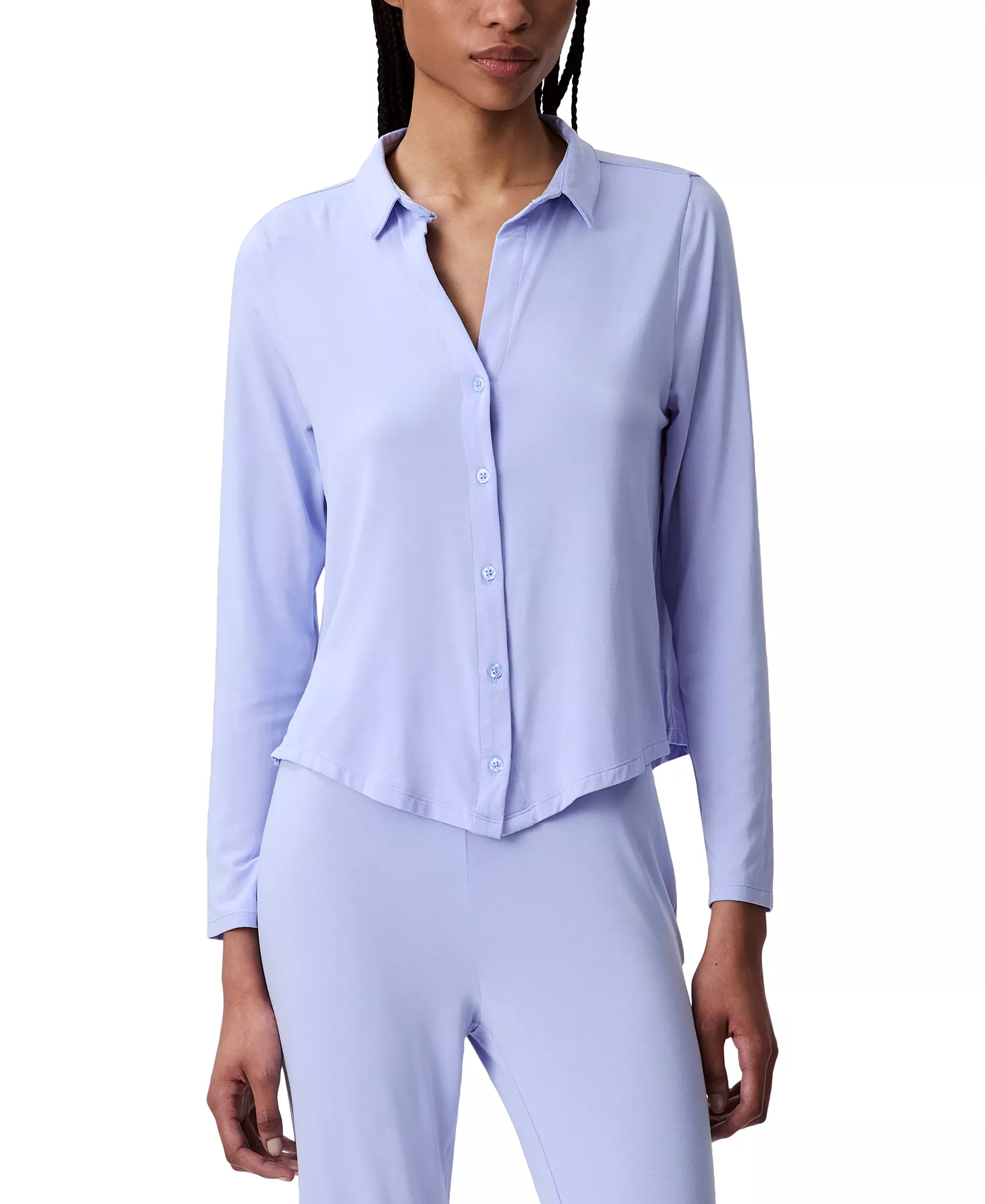 Women's Collared Button-Front Sleep Shirt QS7475 - Saltwater - L