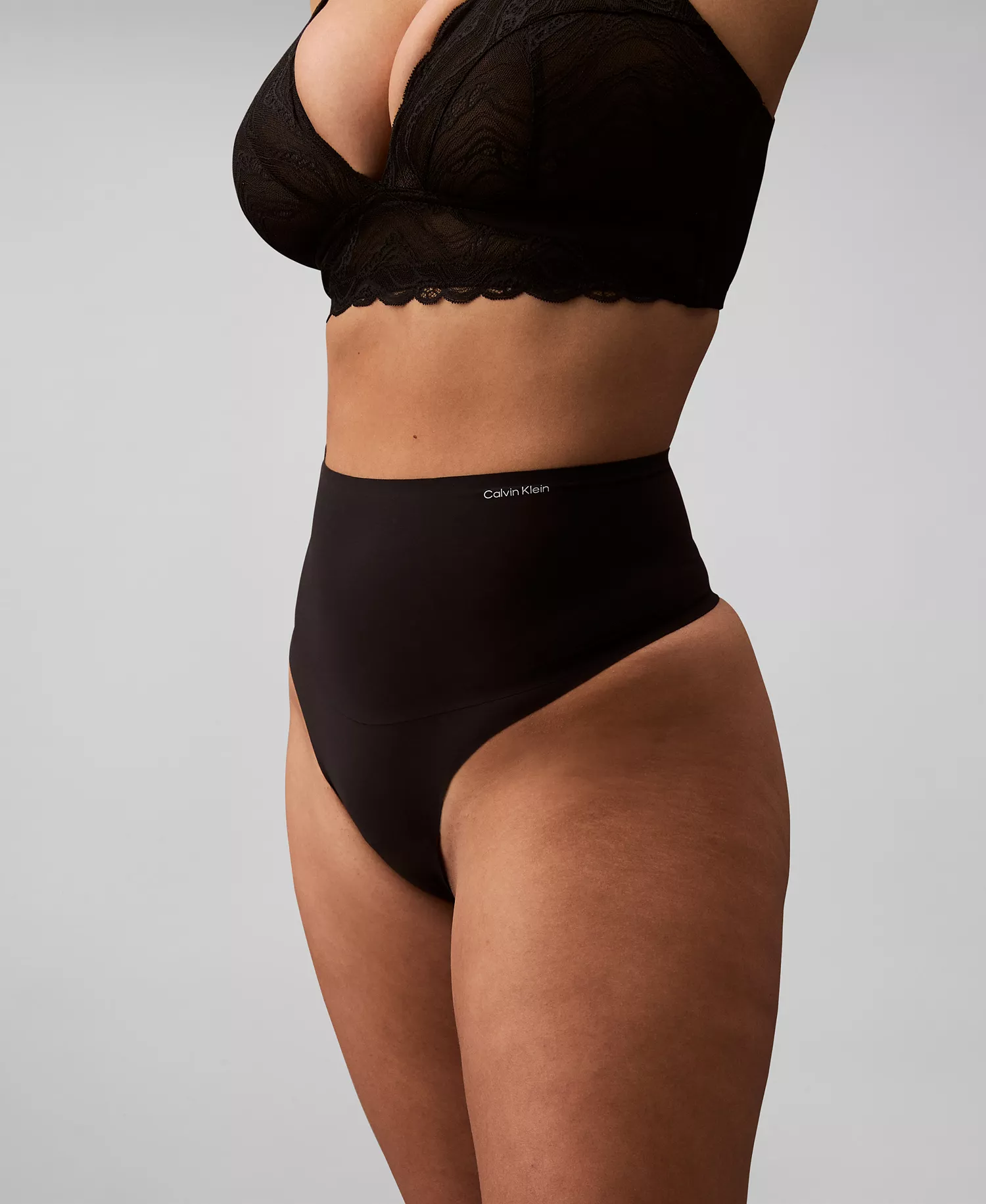 Women's Second Skin Light Smoothing Thong Underwear QF8155 - Black - L