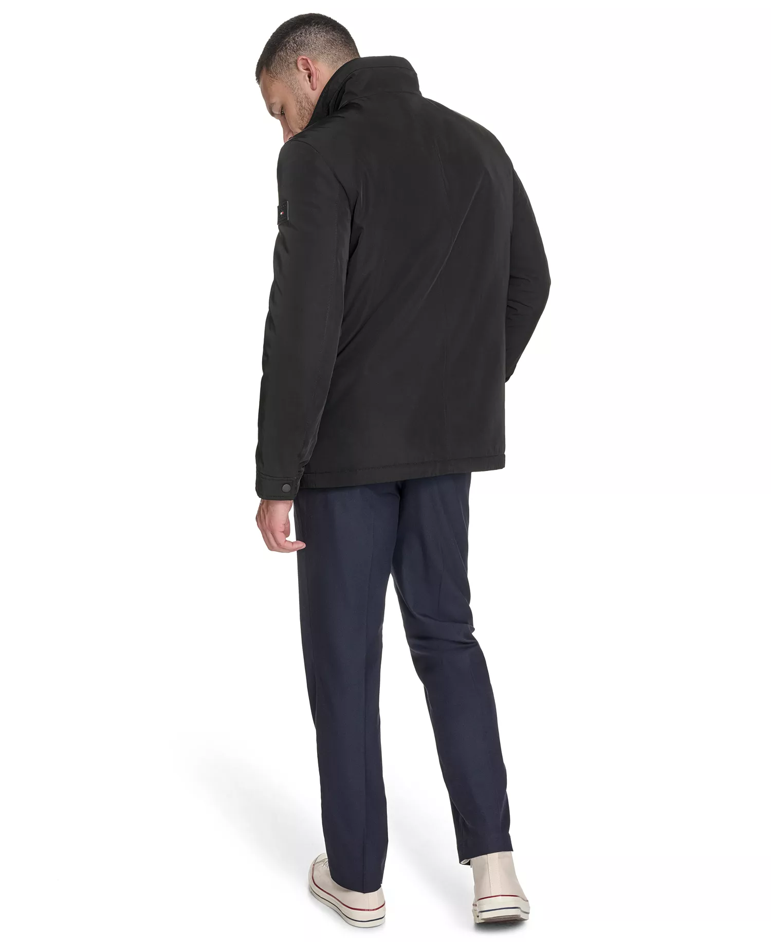 Men's Four Pocket Military-Inspired Field Jacket - Black - 2XL