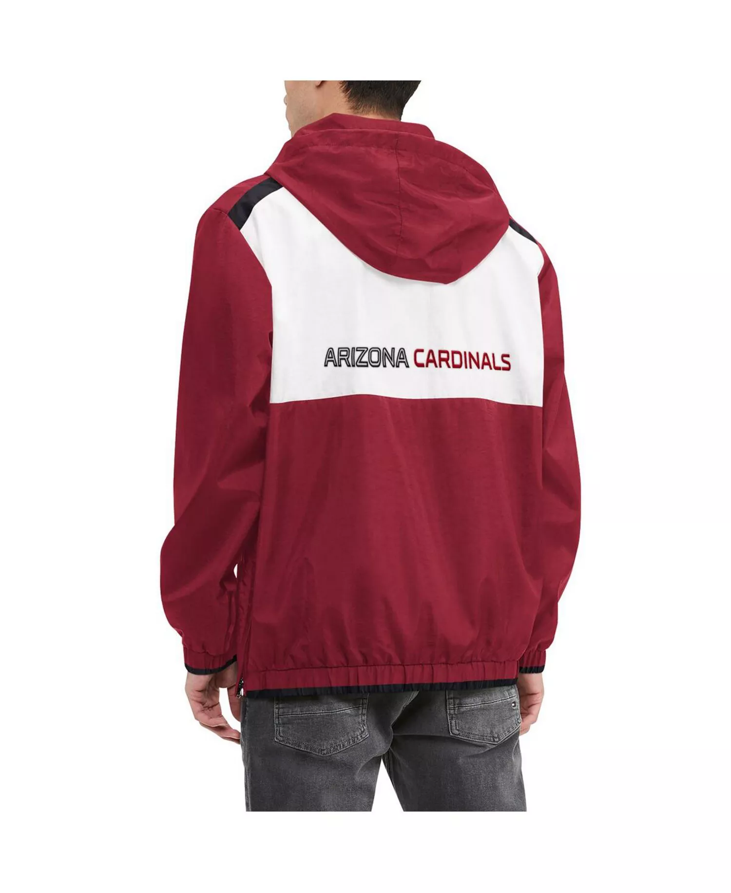 Men's Cardinal, White Arizona Cardinals Carter Half-Zip Hooded Top - Cardinal, White - XL