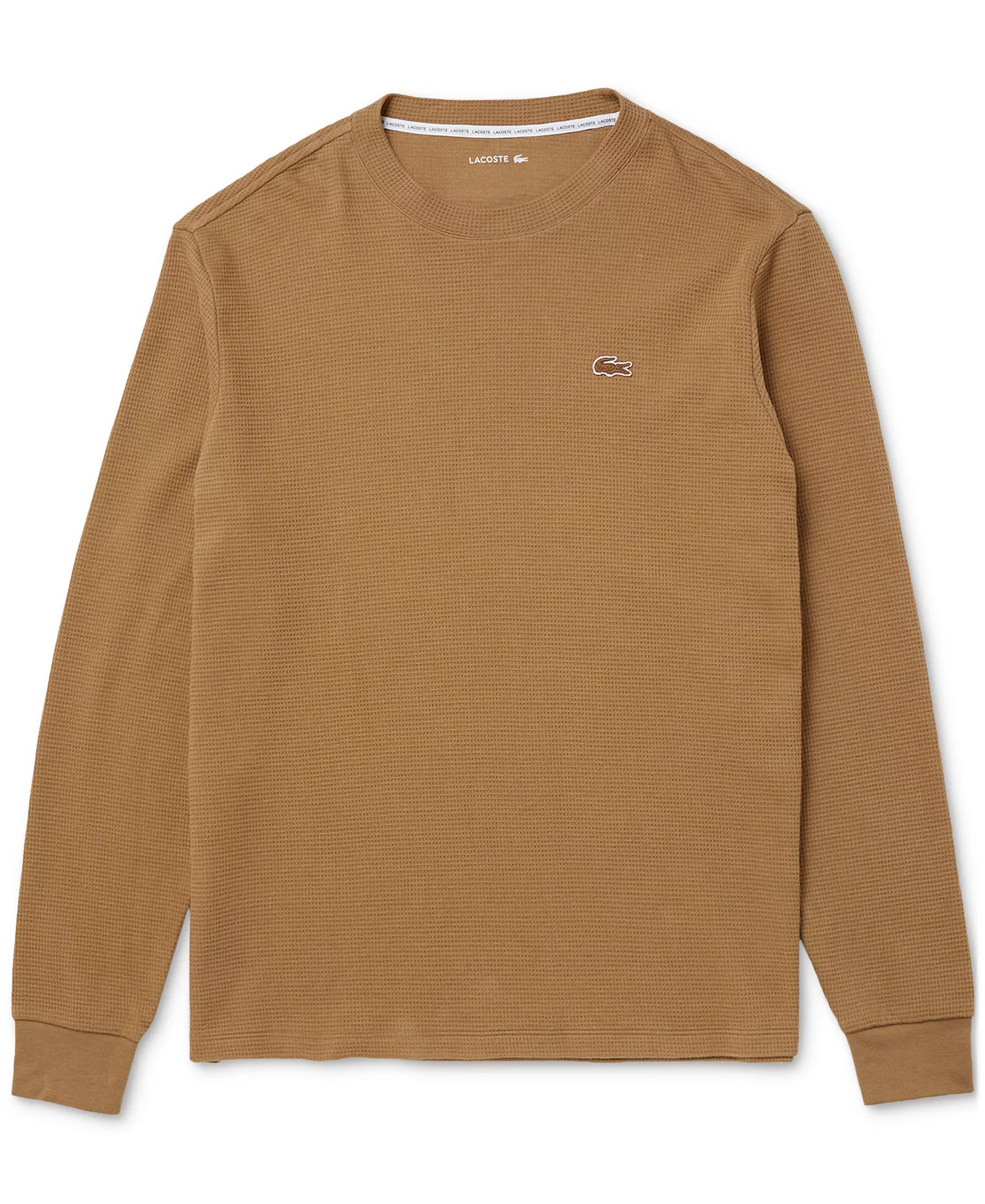 Men's Waffle-Knit Thermal Sleep Shirt - Beige - L