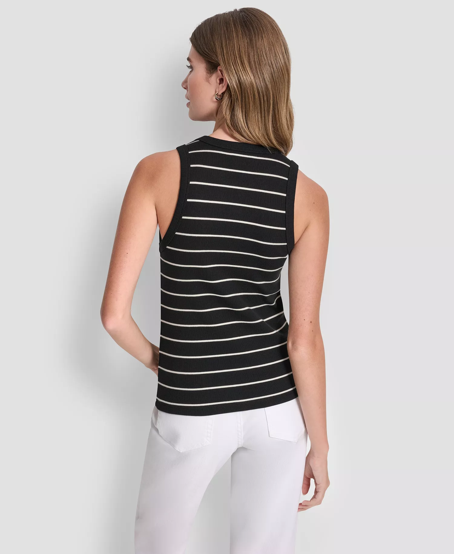 Women's Crewneck Tank Top - Black/Eggnog - L