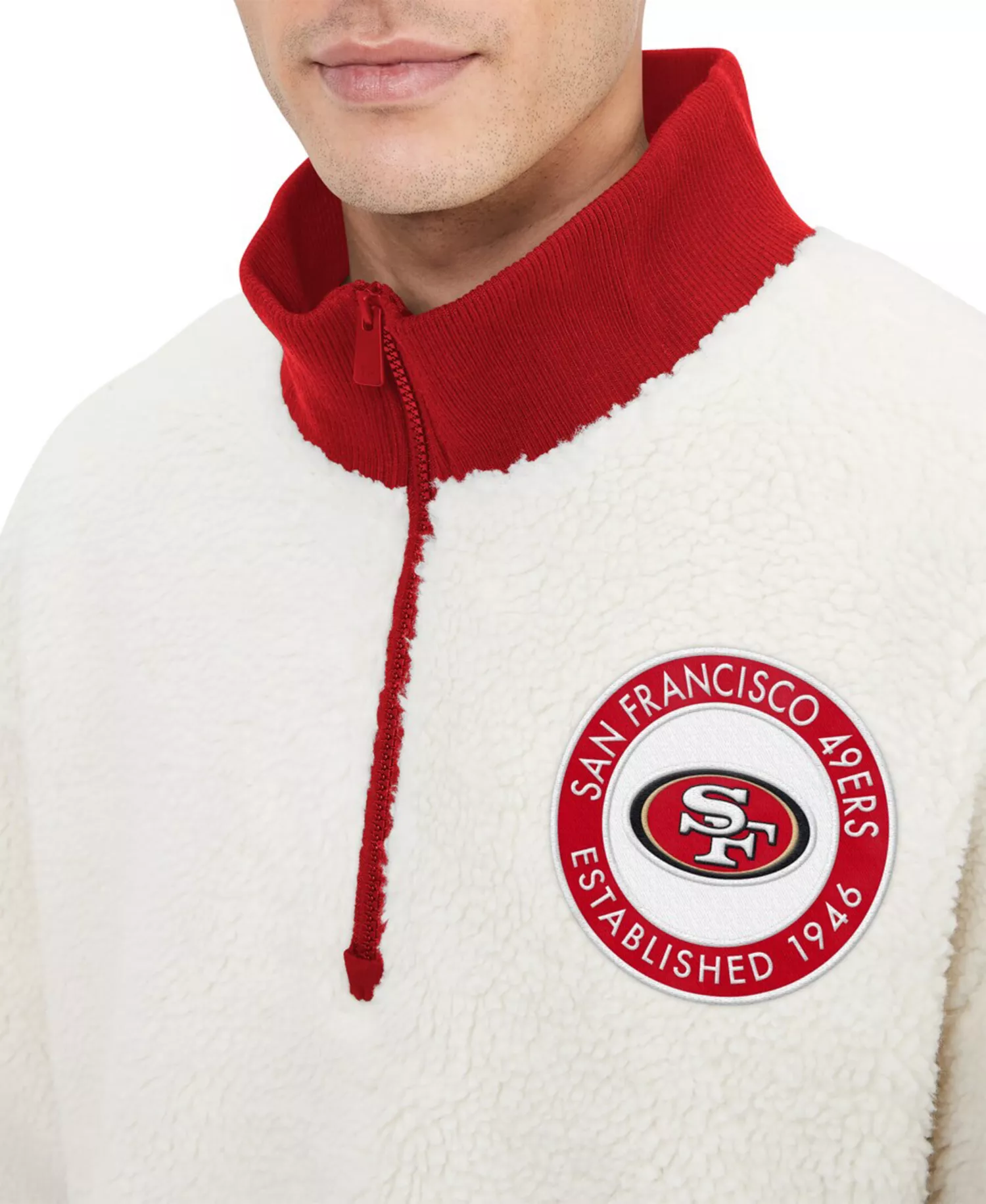 Men's Cream San Francisco 49ers Jordan Sherpa Quarter-Zip Sweatshirt - Cream - XL