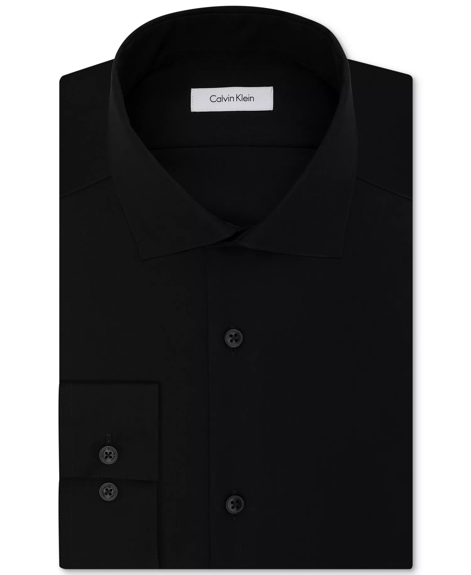 Men's Non-Iron Performance Herringbone Dress Shirt, Classic & Slim Fit - Black - 14 32/33
