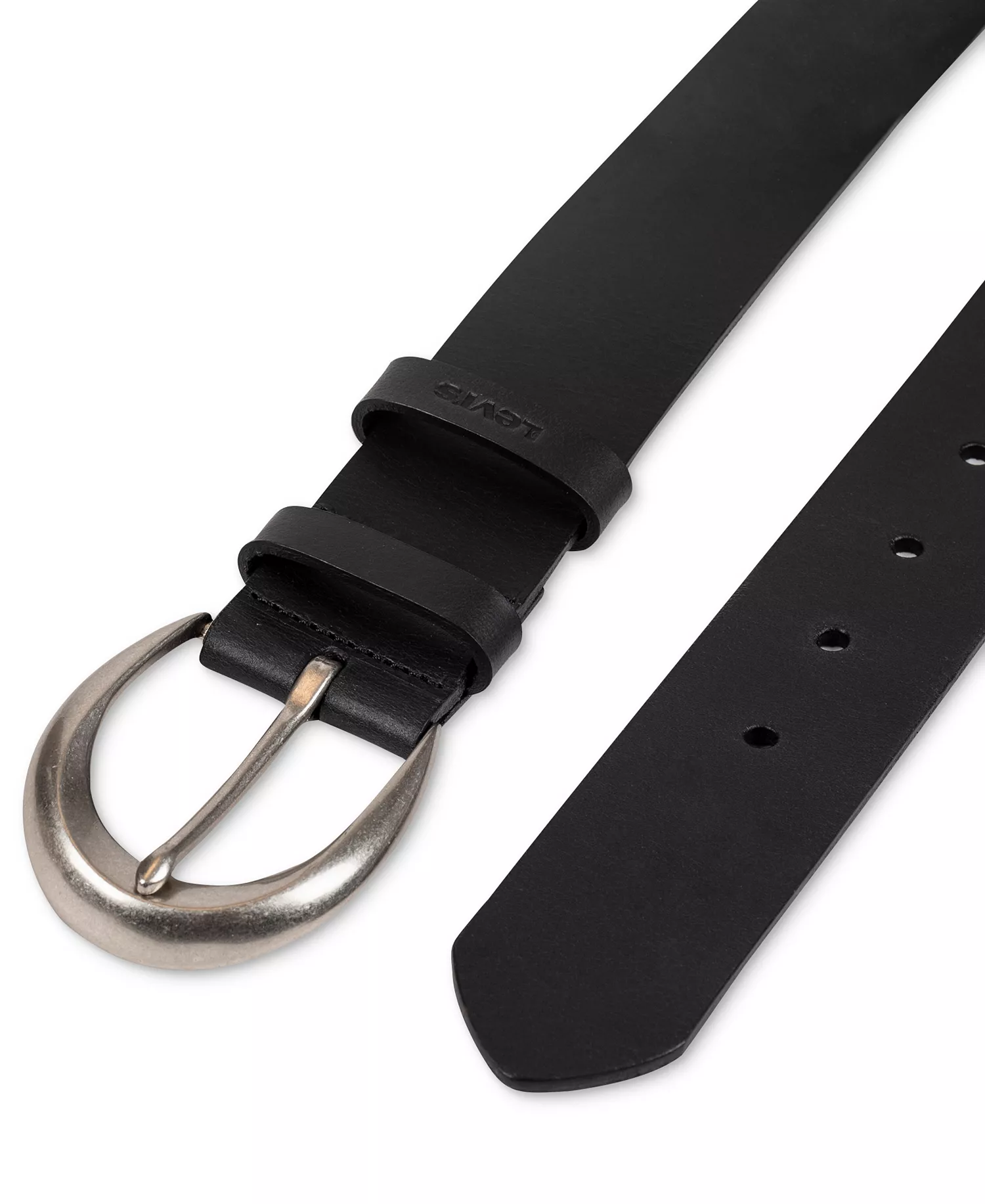 Women's Sliding Loop Casual Leather Pant Belt - Black - L