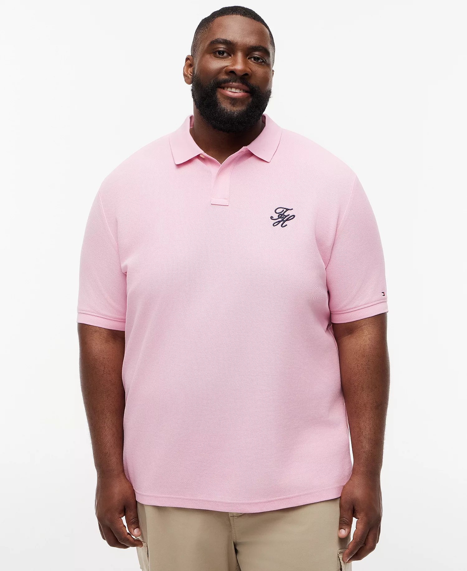 Men's Regular Fit Script Polo Shirt - Classic Pink - 2XLT