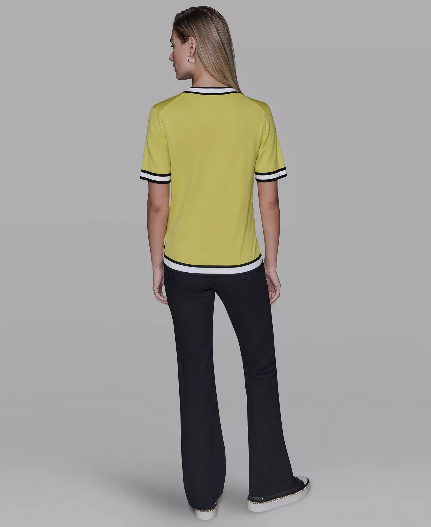 Women's Short-Sleeve Sweater - Lime - L