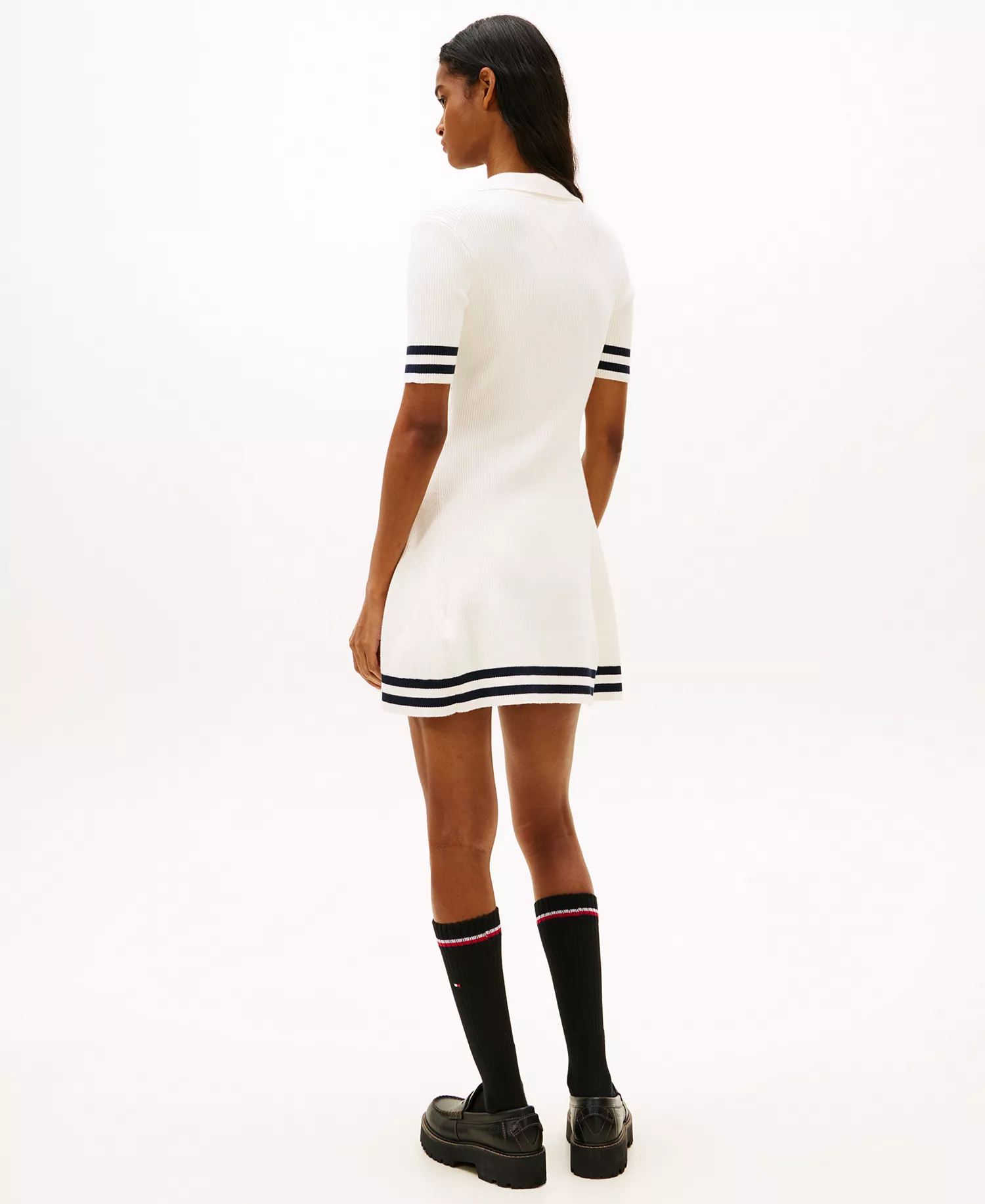 Women's Fit and Flare Mini Polo Dress - Ancient White - L