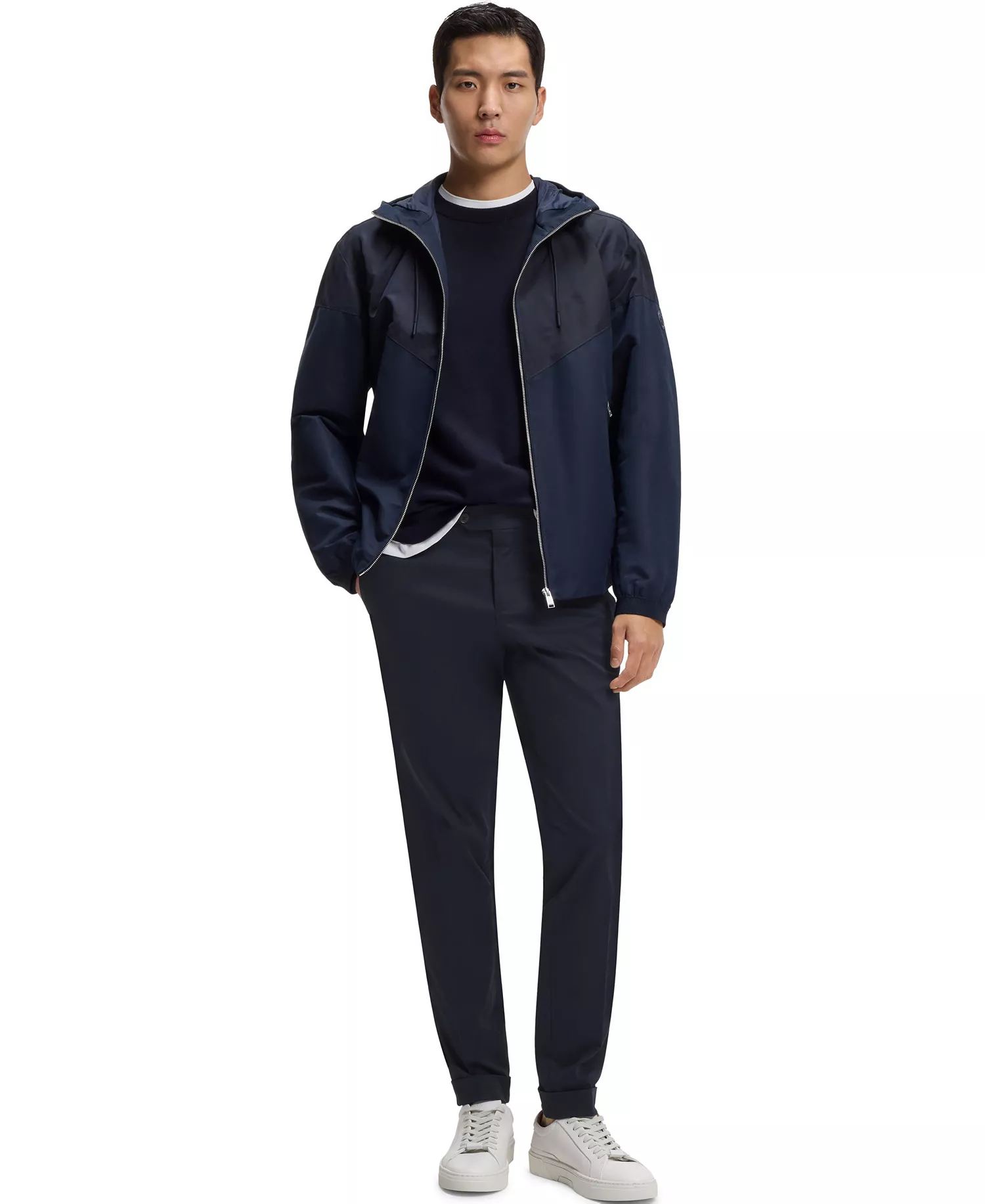 Men's Washable Stretch Cotton Slim-Fit Pants - Dark Blue - 32R