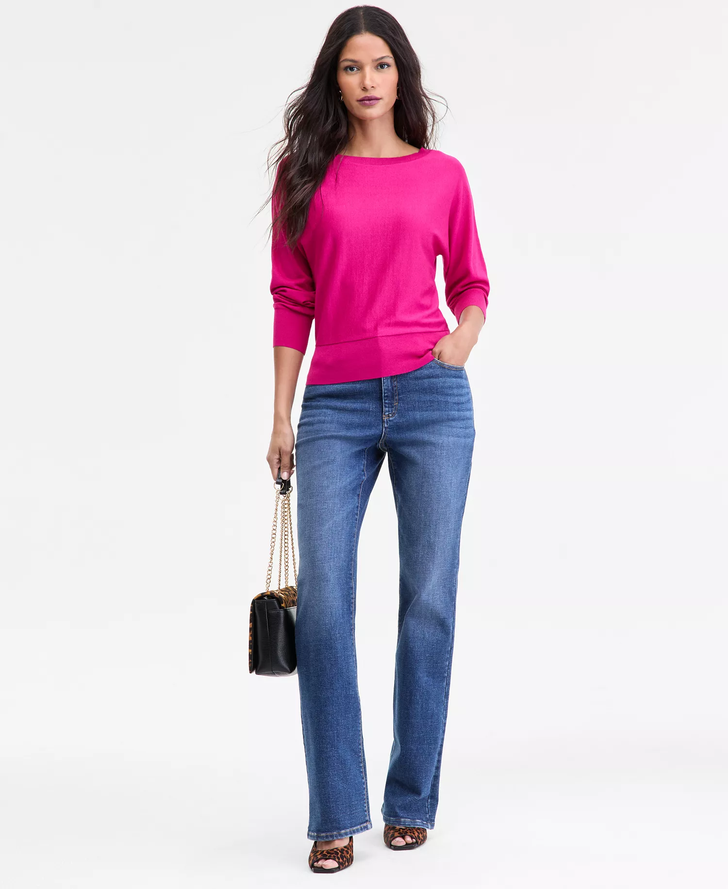 Women's Boat-Neck Sweater, Macy's Exclusive - Bright Fuchsia - L