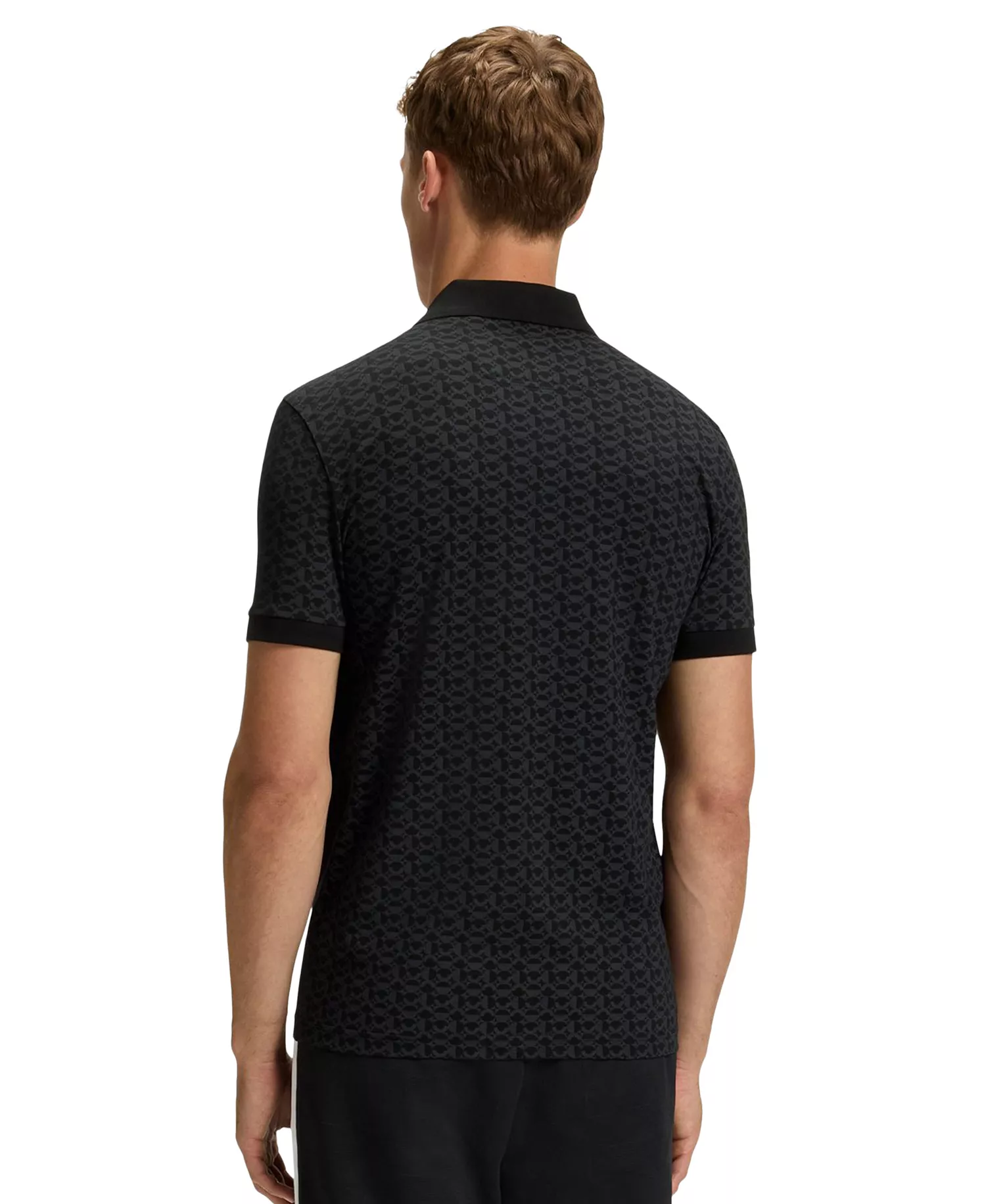 Men's Stretch Cotton Printed Paddy Polo Shirt - Black - M