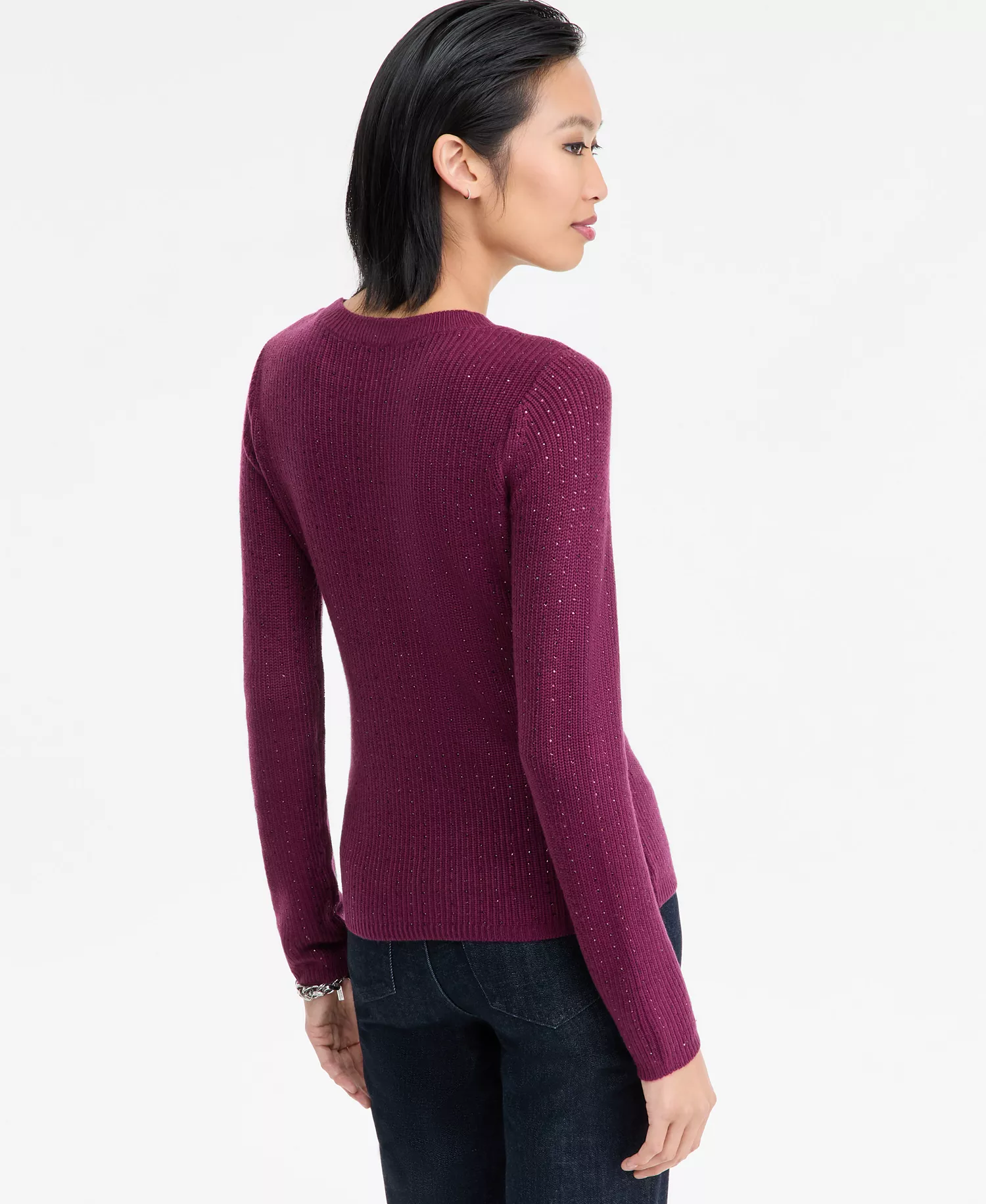 Women's Rhinestone Rib Sweater, Macy's Exclusive - Berried Treasre - L