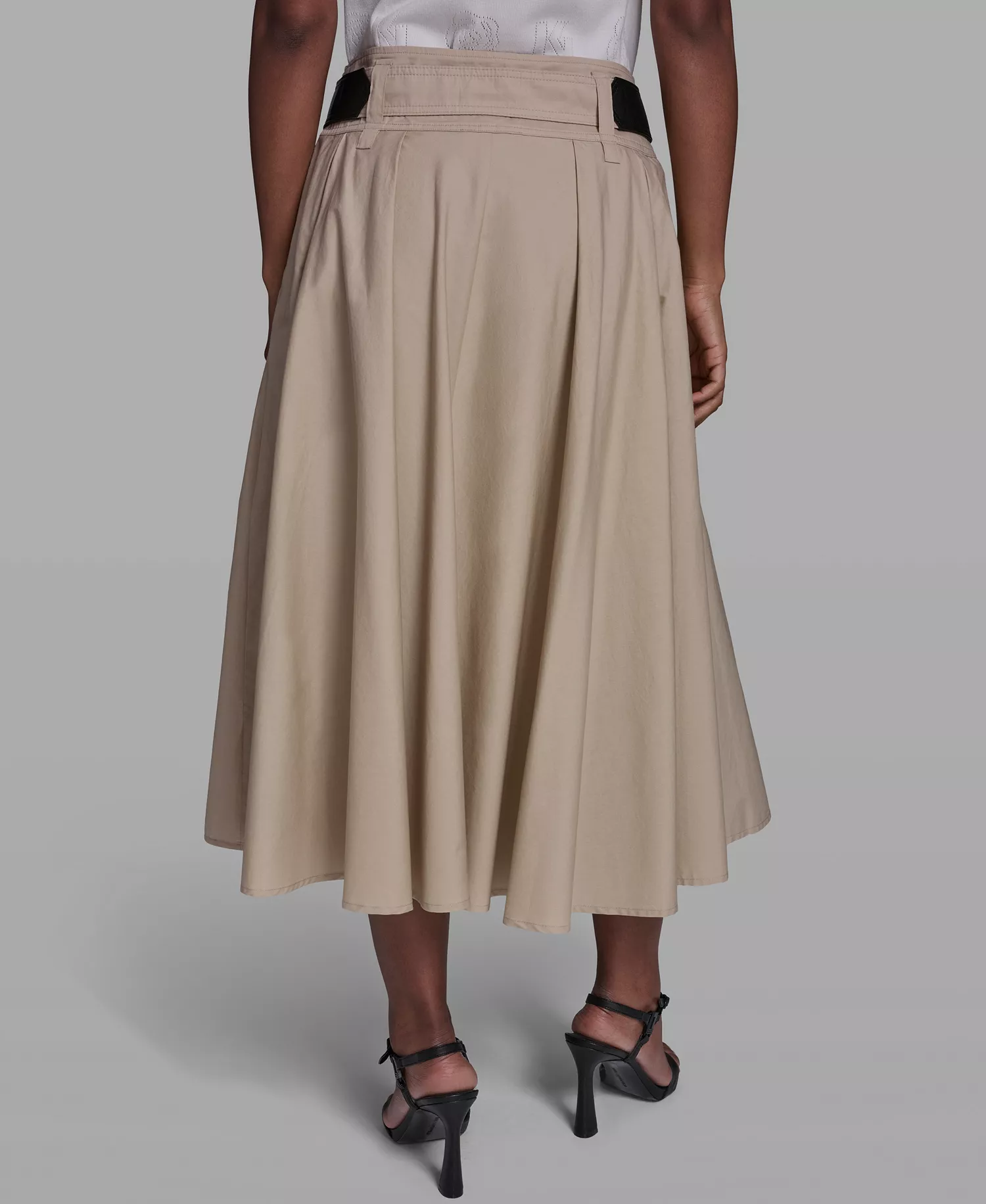 Women's Belted Midi Skirt - French Beige - 0