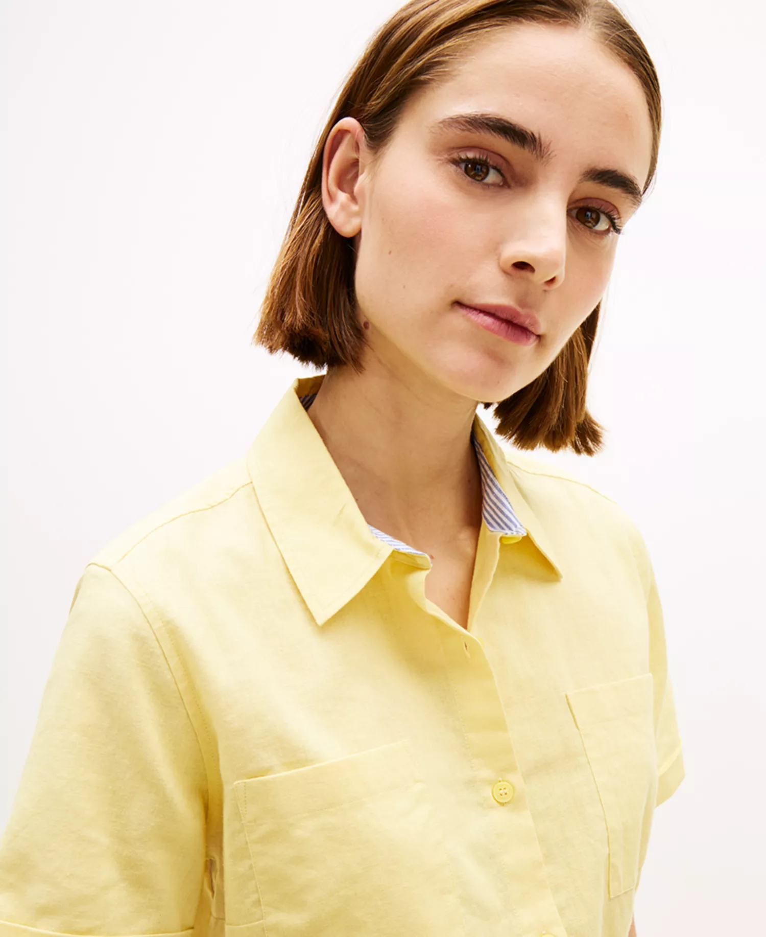 Women's Linen Short-Sleeve Shirt - Citronella - L