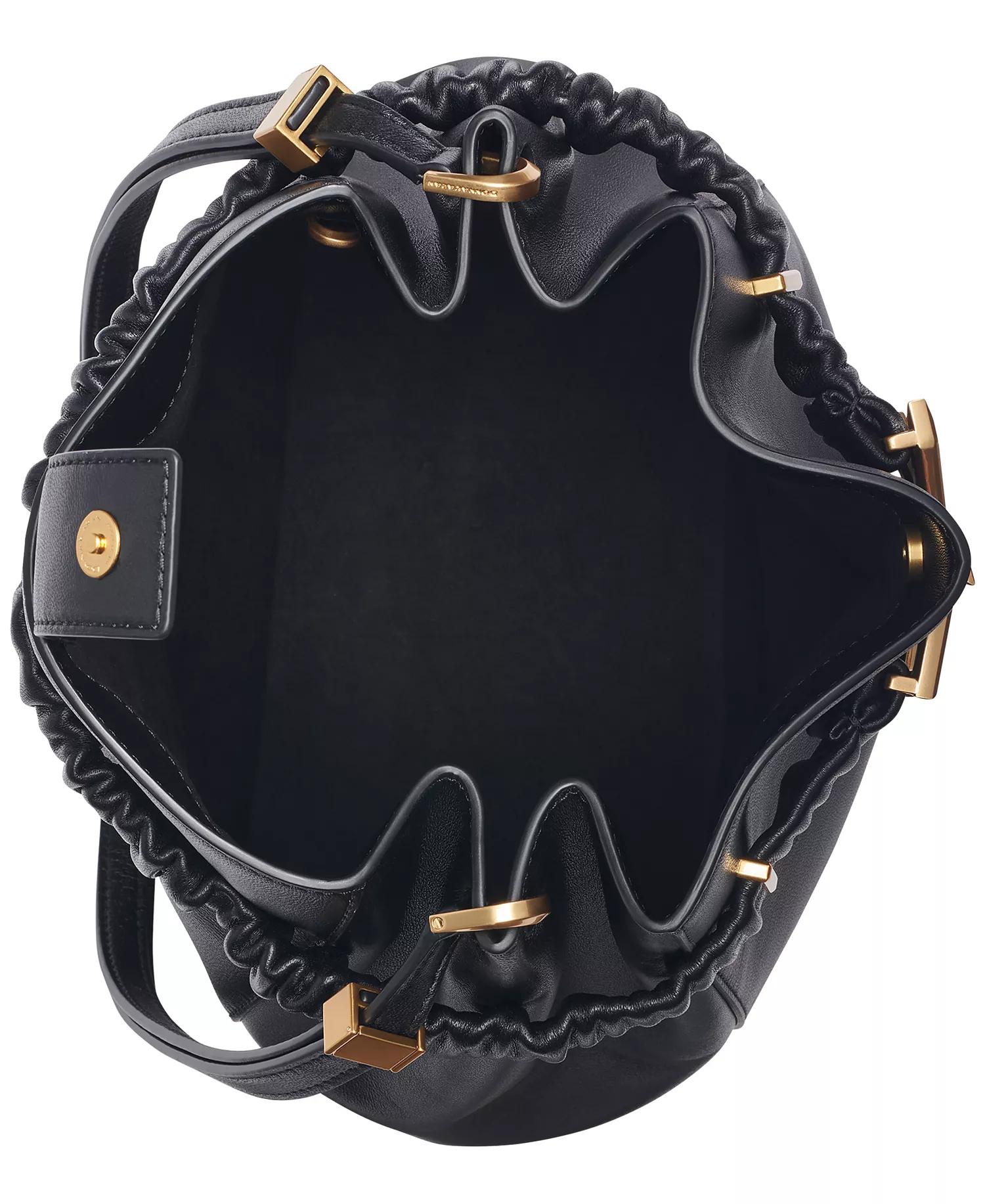 Gingham Medium Bucket Bag - Black/gold - ONE SIZE