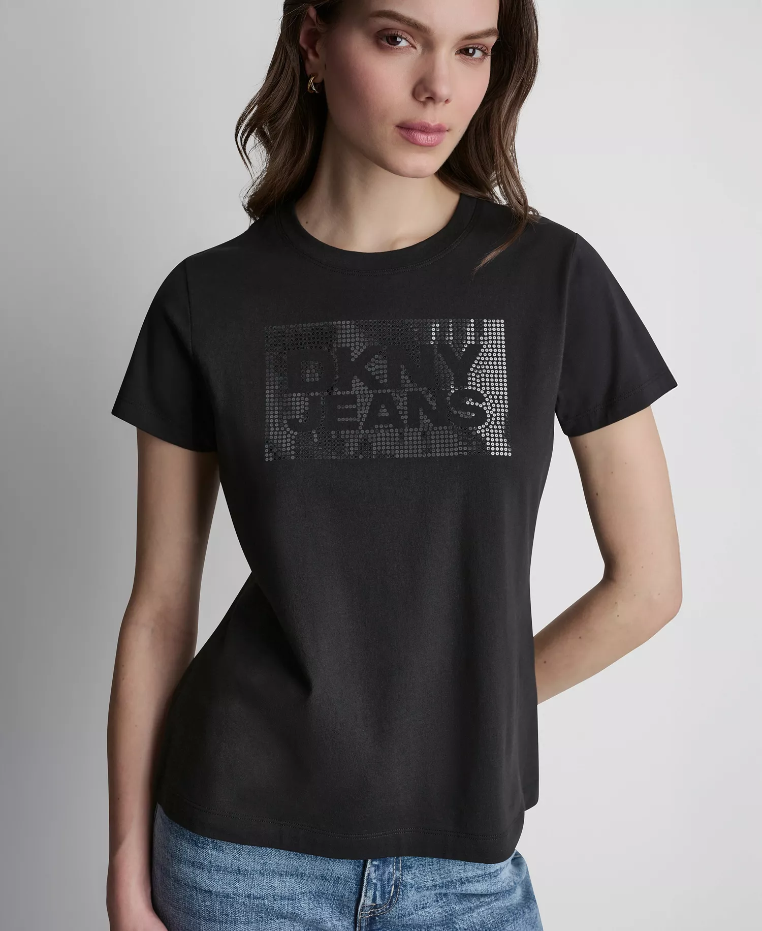 Women's Crew Neck T-Shirt - Black/black - L