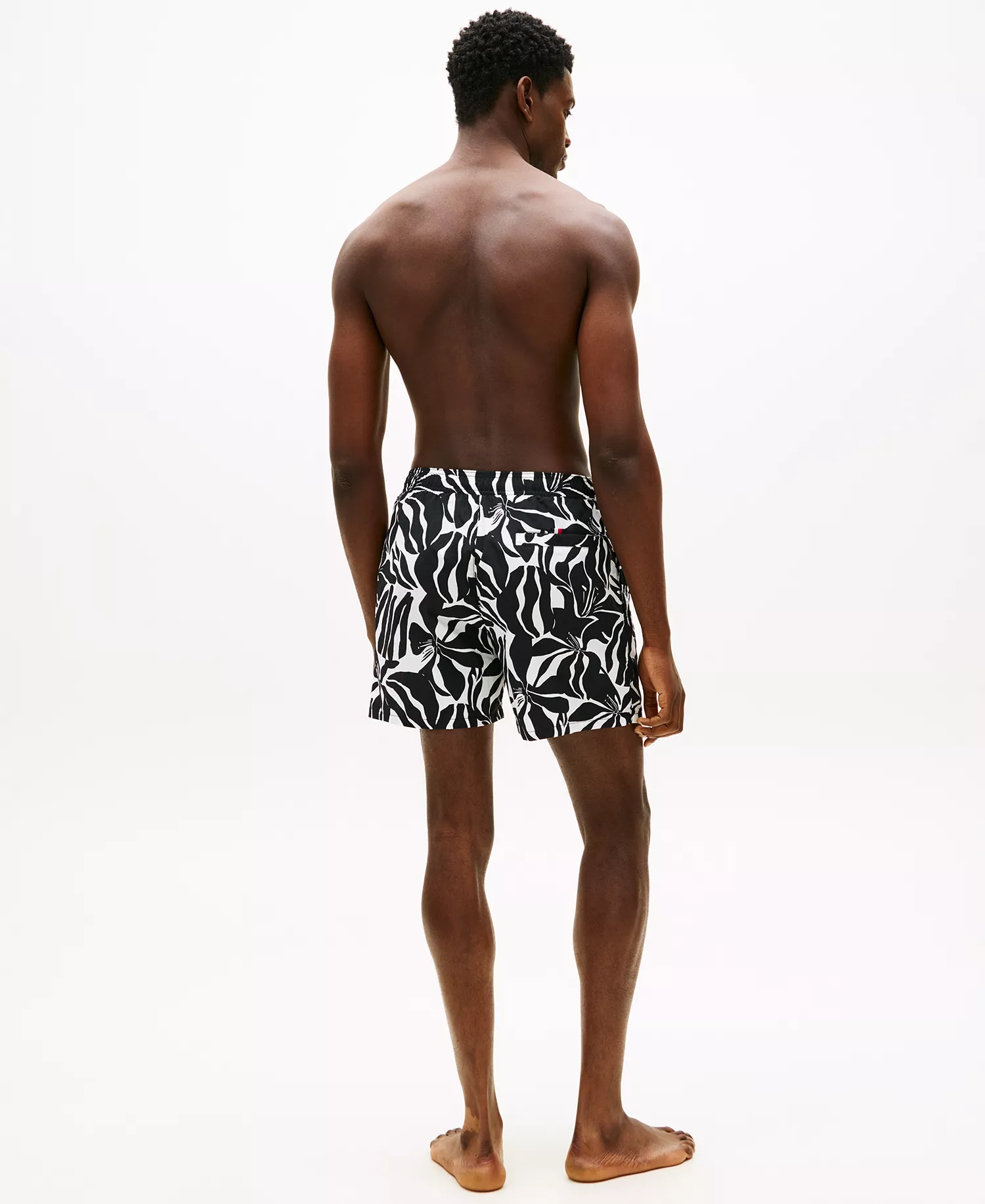 Men's 5" Medium Drawstring Swim Trunks - Abstract Hibiscus Black - 2XL