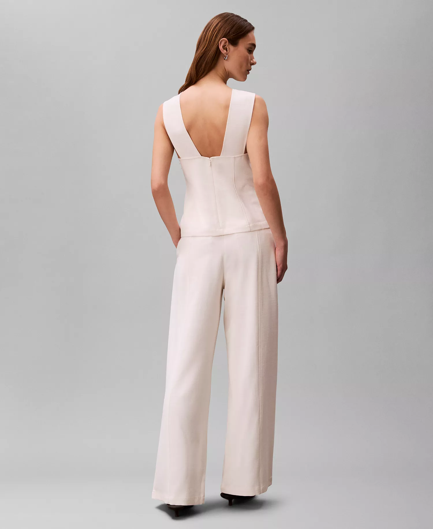 Women's Textured High Rise Pants - Tofu - 10