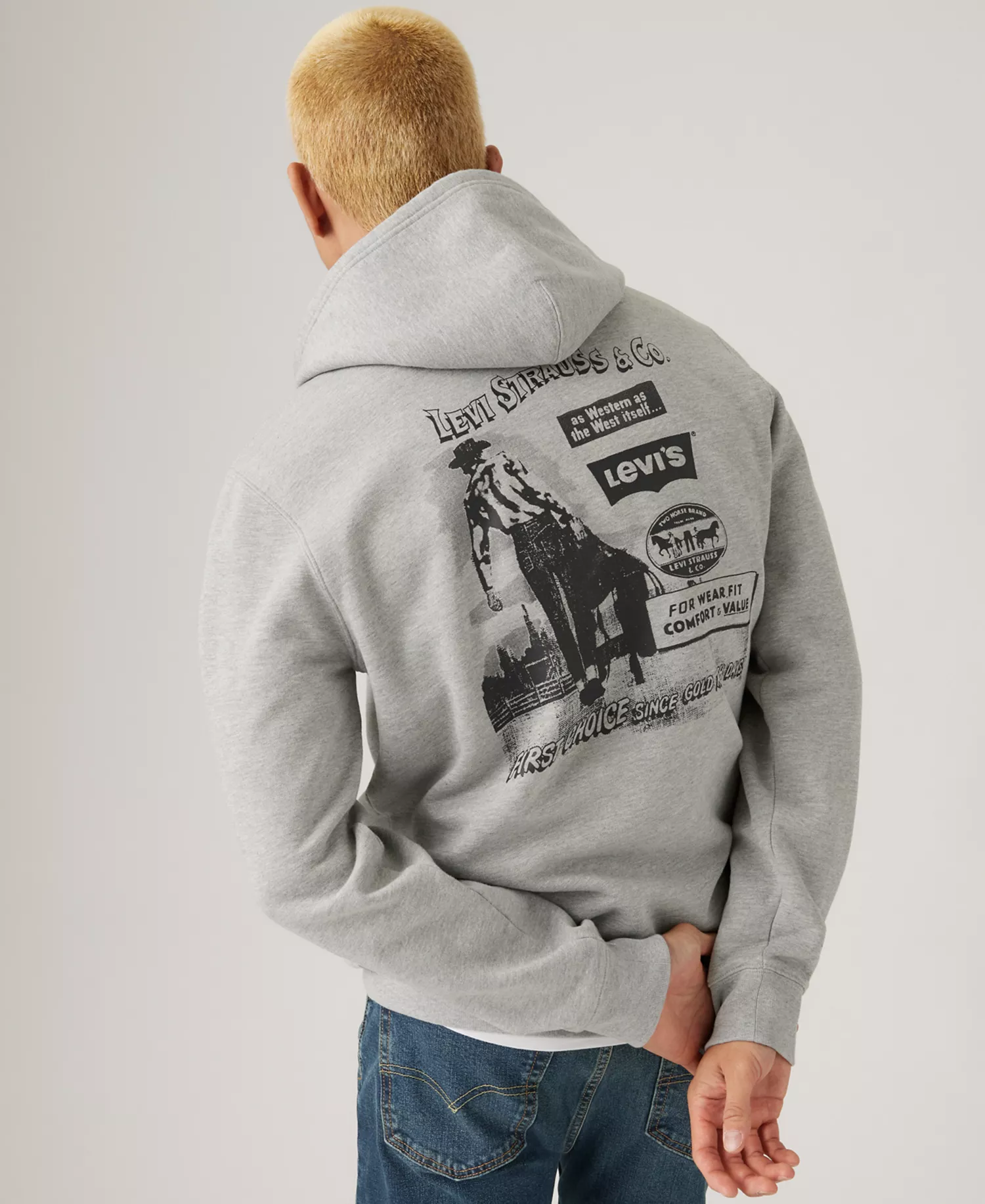 Men's Standard-Fit Batwing Logo-Print Hoodie  - Heather Gray - 2XL