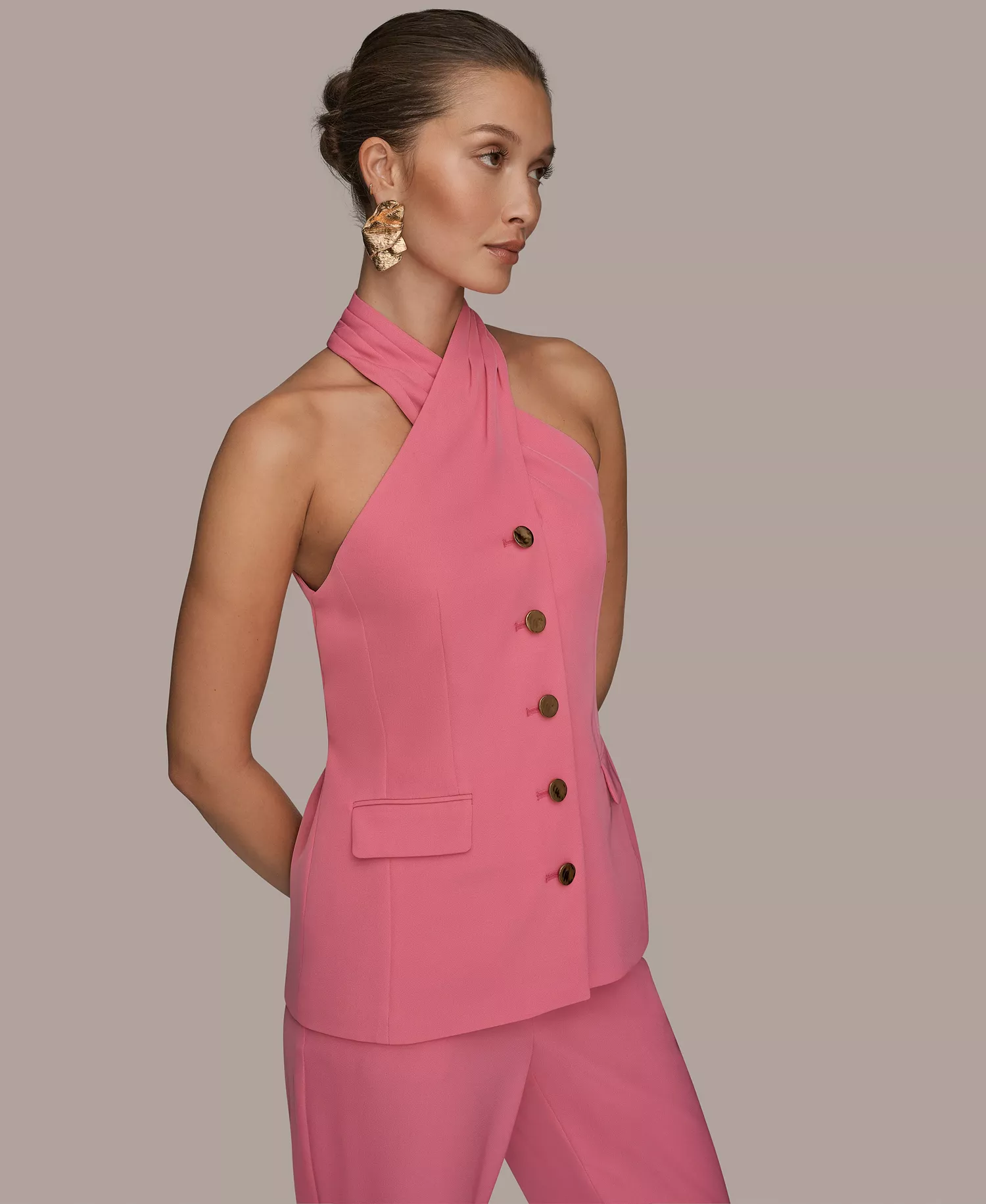 Women's Sleeveless Vest Jacket and Straight-Leg Ankle-Length Pants - Bimini - 0