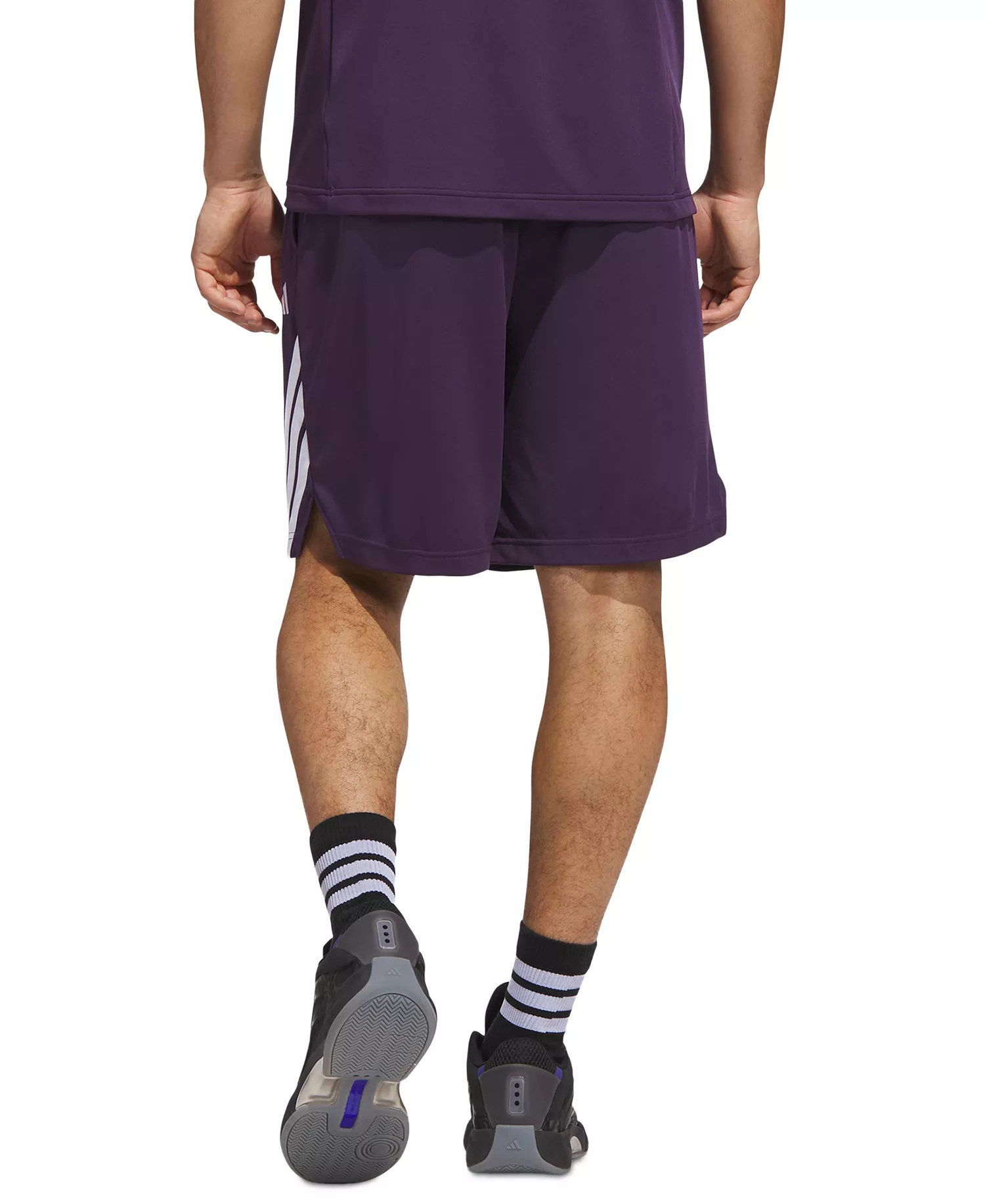 Men's Three-Stripes Legends Basketball 9" Shorts - Aurora Plum/White - 2XL