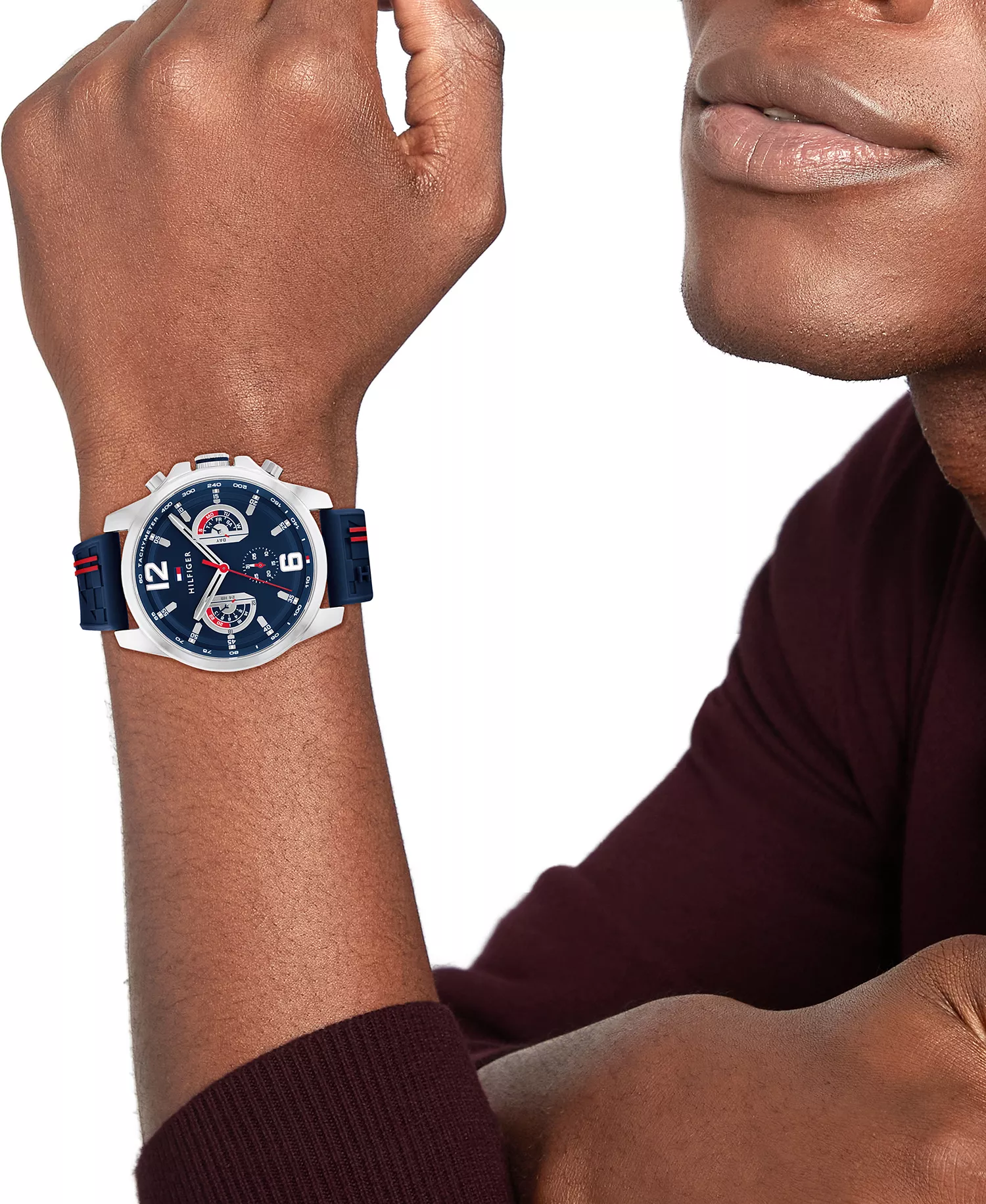 Men's Quartz Navy Silicone Watch 46mm - Navy - 46