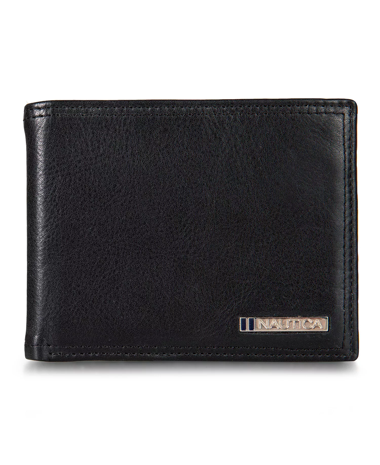 Men's Enameled Logo Leather Bifold Wallet - Black - ONE SIZE