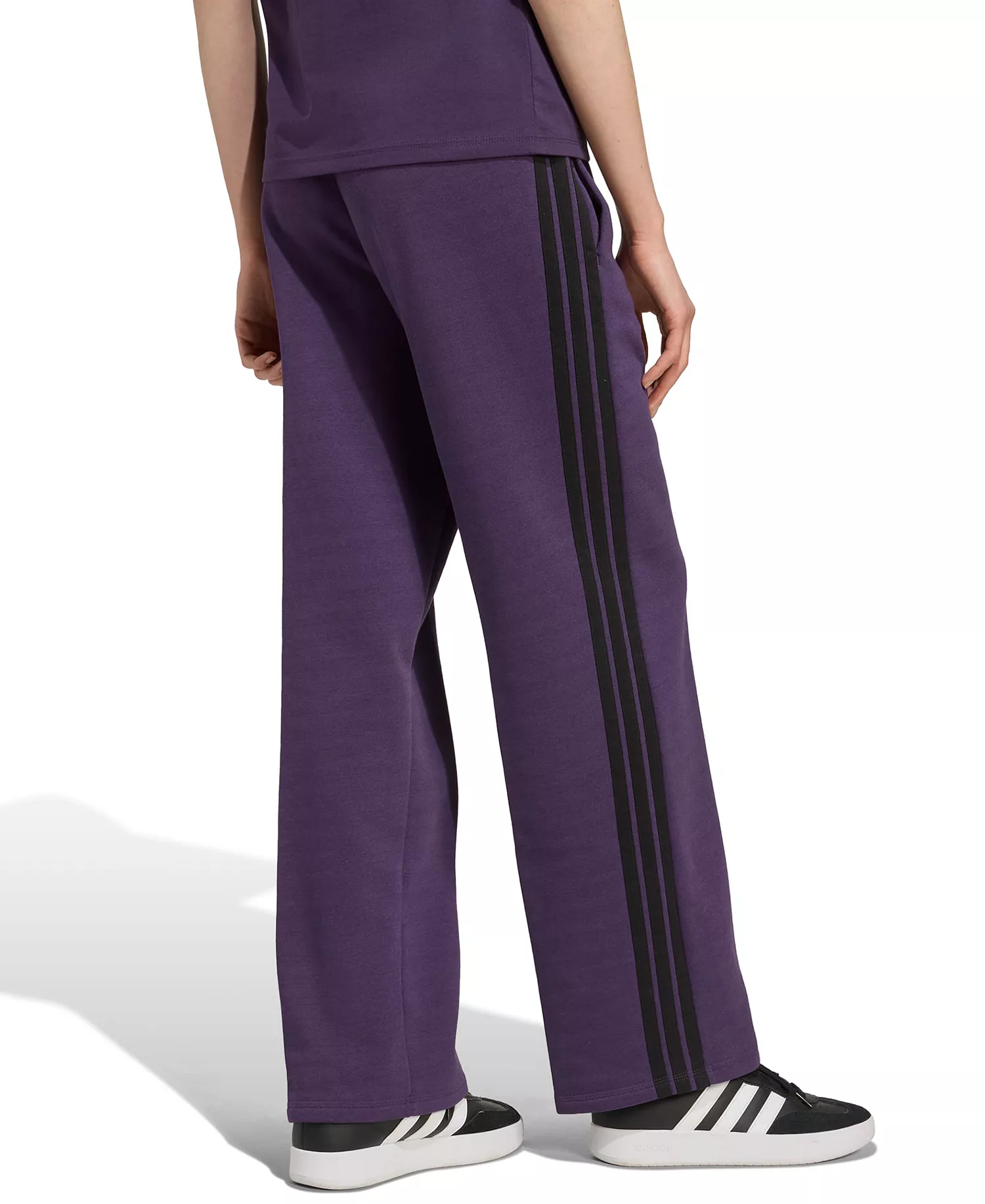 Women's Essentials 3-Stripes Fleece Slim Pants - Aurora Plum/black - L