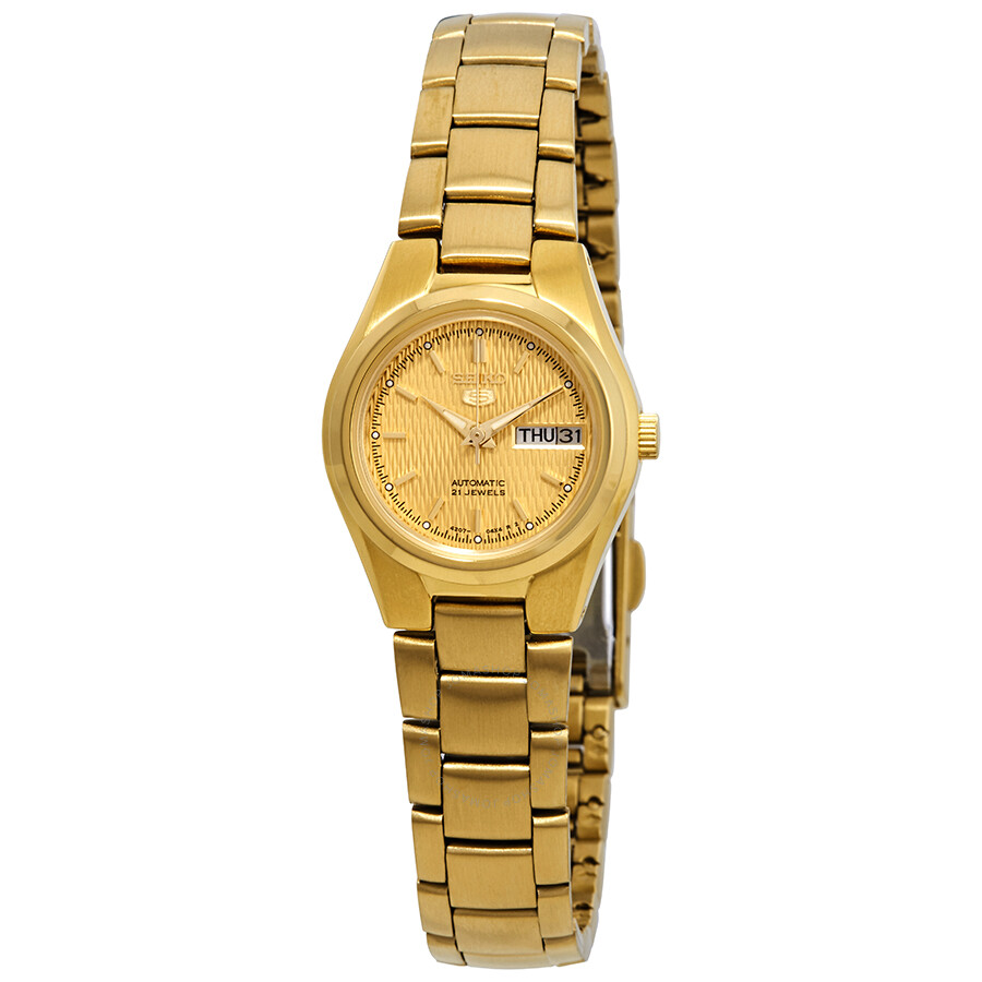 Seiko Series 5 Automatic Gold Dial Ladies Watch