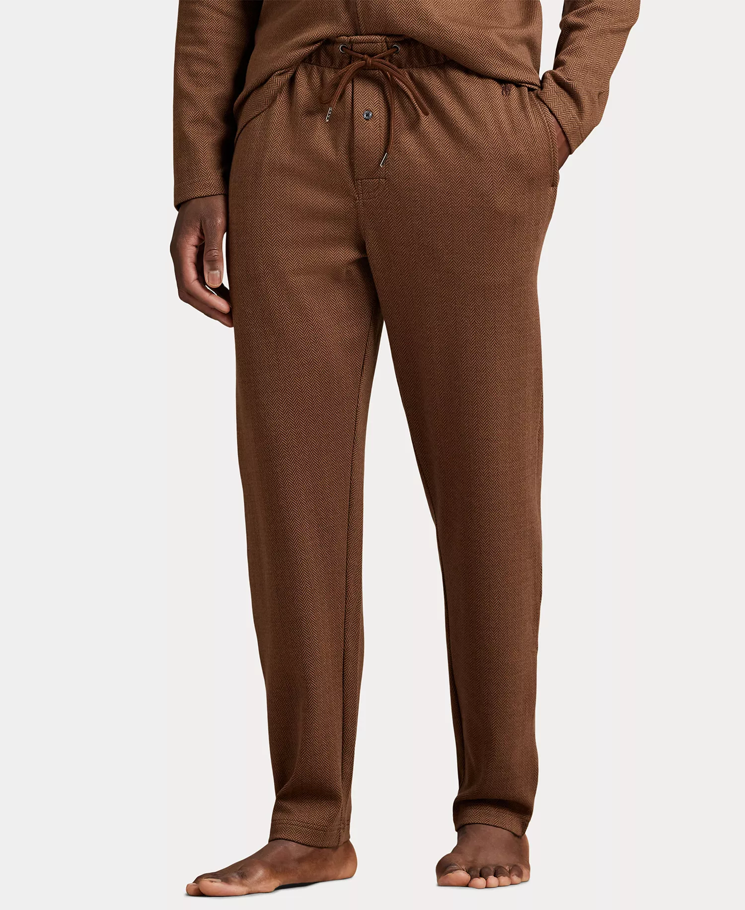Men's Herringbone Drawstring Pajama Pants - American Brown - M