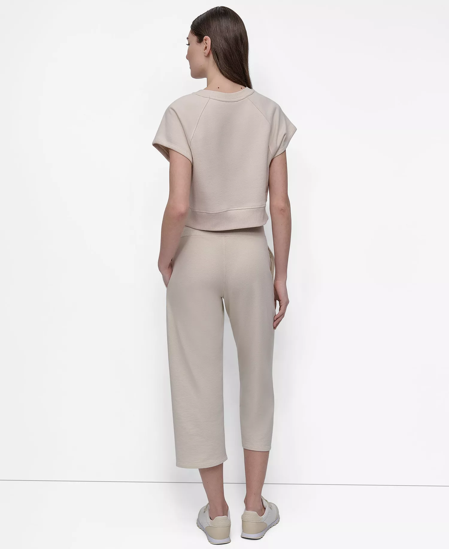 Women's Mini Stud Logo Short Sleeve Cropped Top - Light City Khaki - S