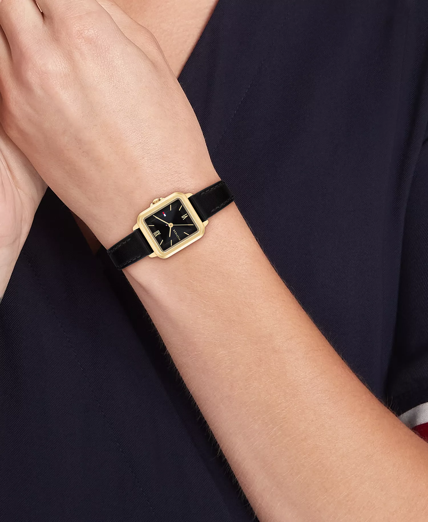 Women's Quartz Black Leather Strap Watch, 22.5mm - Black - 22.5