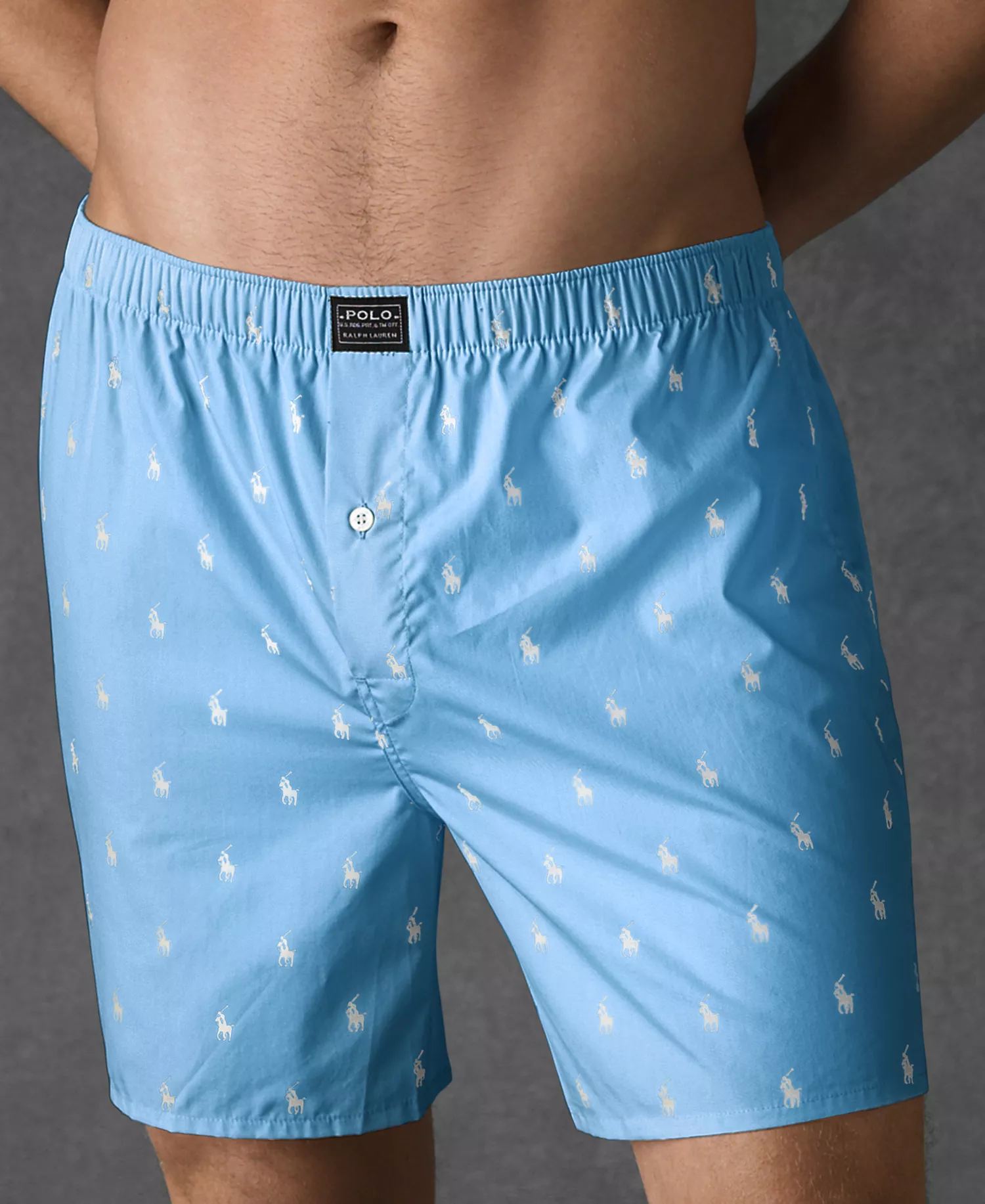 Men's Allover Pony Woven Boxers   - Beach Blue - L