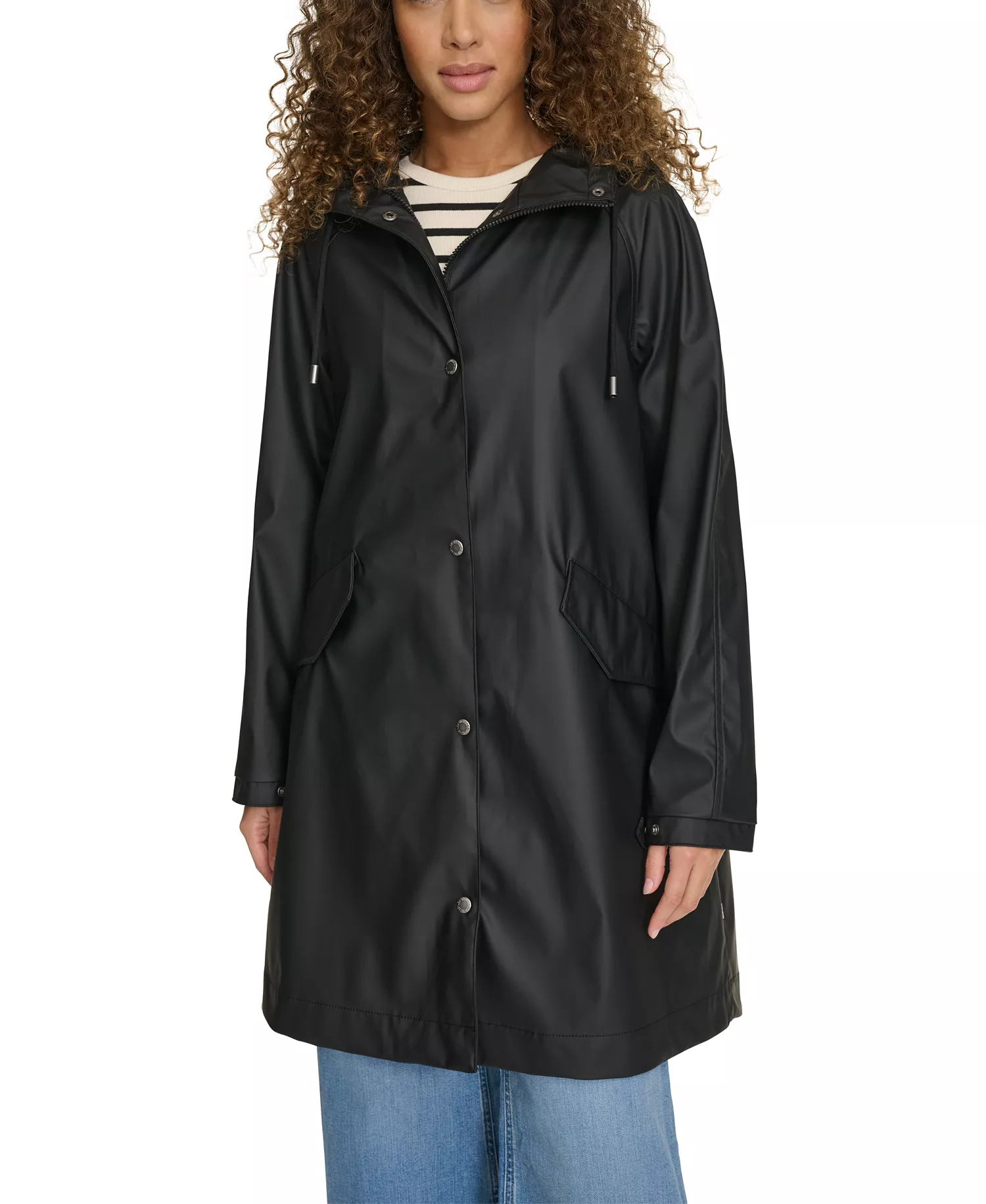 Women's Raglan Sleeve Rain Collar Jacket - Black - L