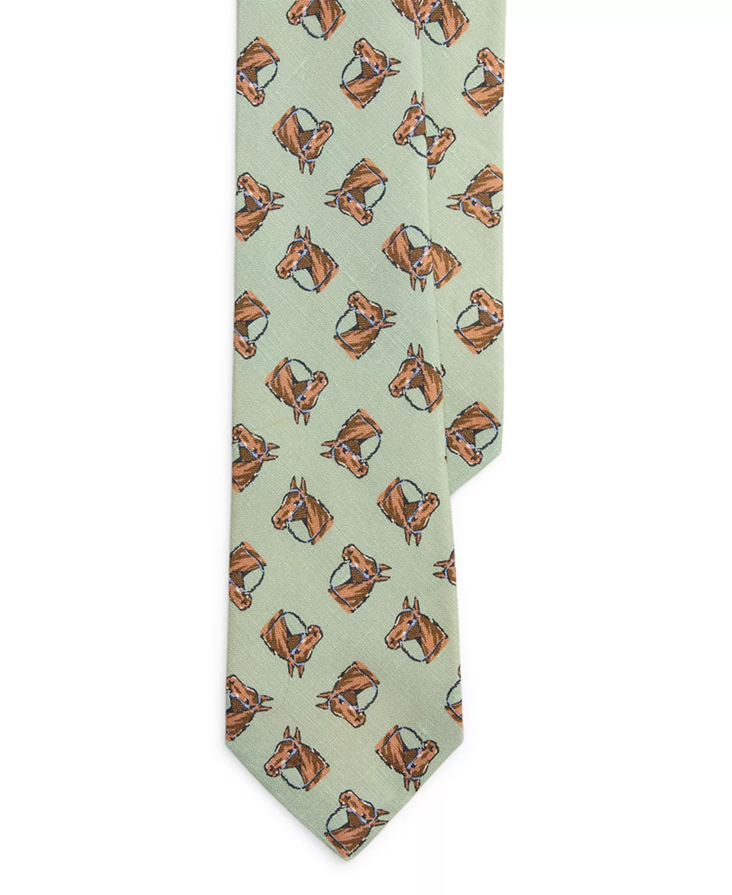 Men's Equestrian Linen Tie - Green - ONE SIZE