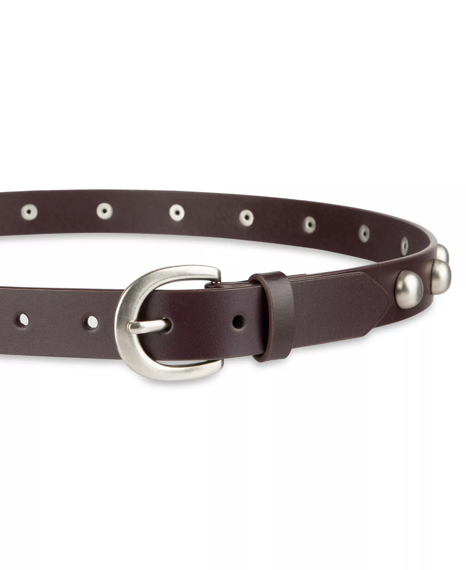 Skinny Leather Belt - Brown - L