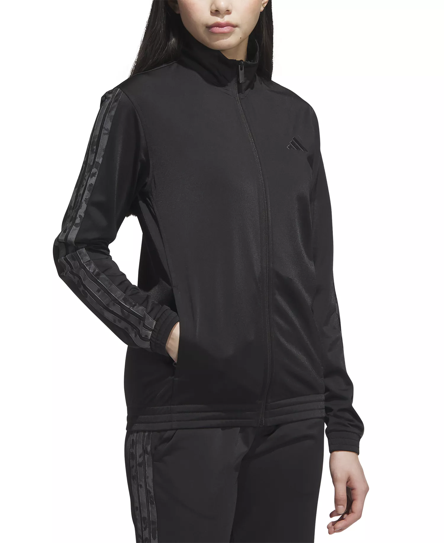 Women's Animal-Print Stripe Tricot Track Jacket - Black/multicolor - L