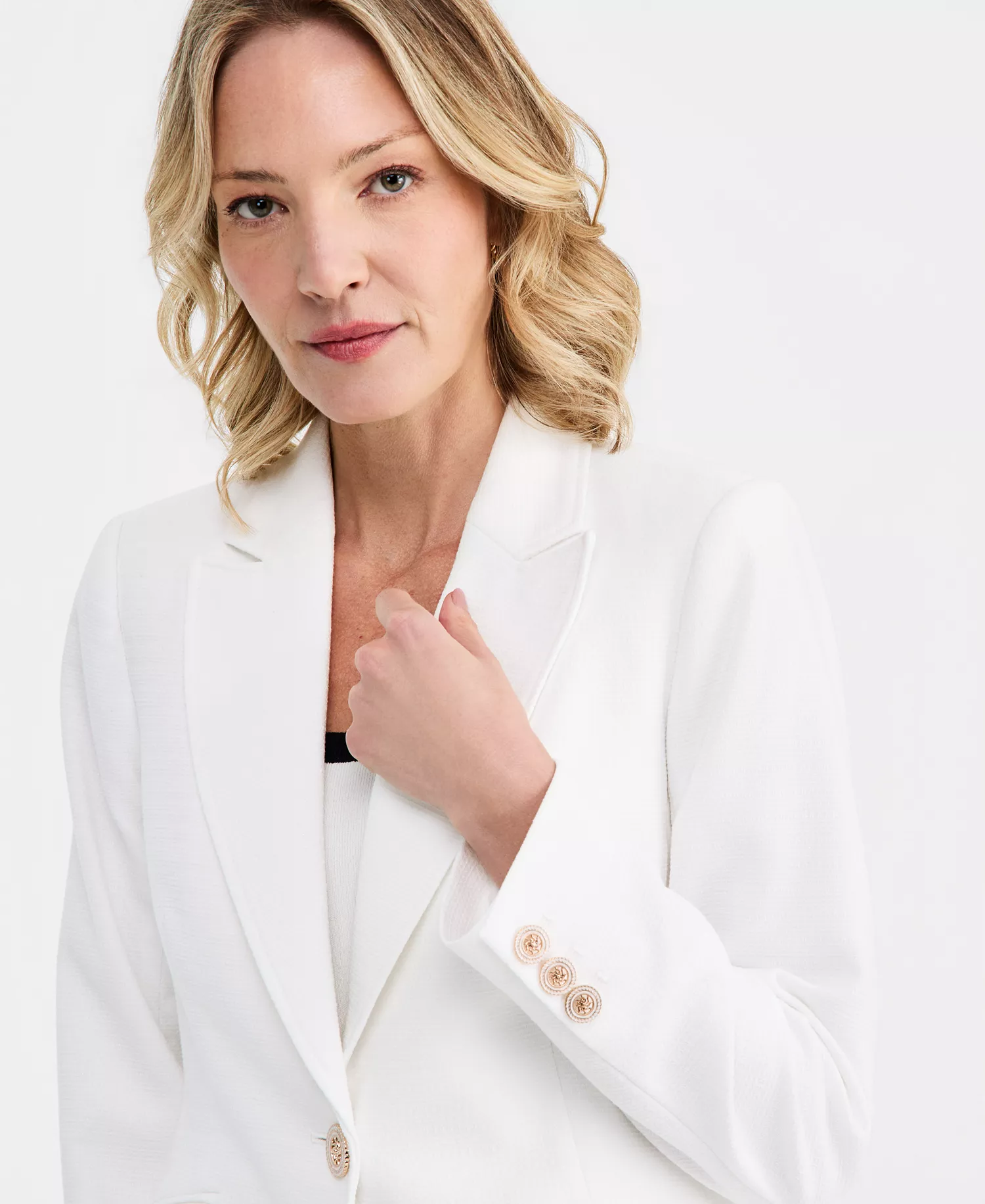 Petite Stretch One-Button Jacket - Ivory - 10P