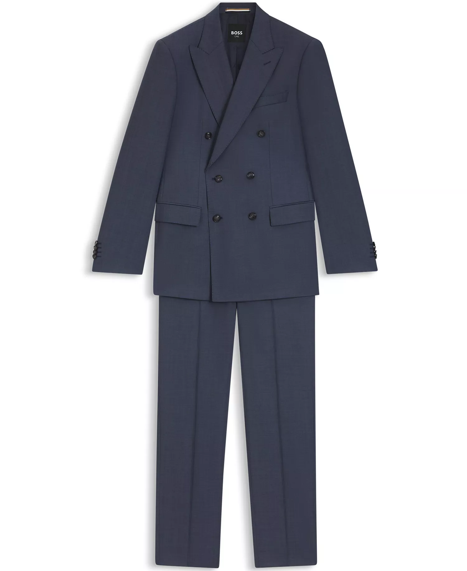 Men's Two-Piece Slim-Fit Patterned Virgin Wool Suit - Open Blue - 38R