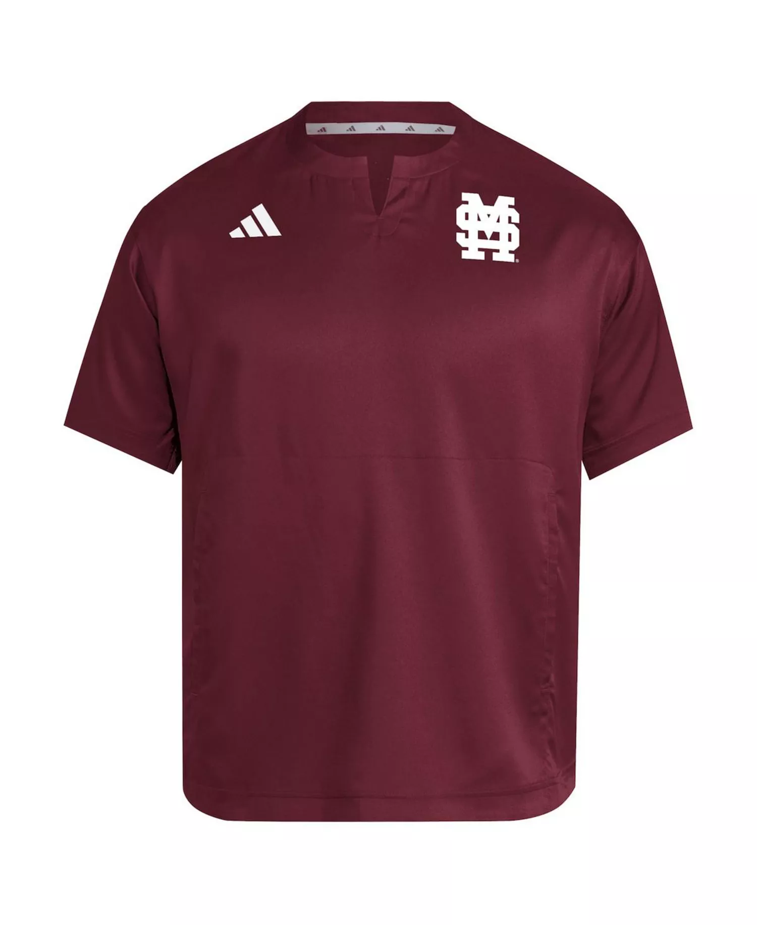 Men's Maroon Mississippi State Bulldogs Dugout Coaches Adizero Notch Neck Pullover Sweatshirt - Maroon - M