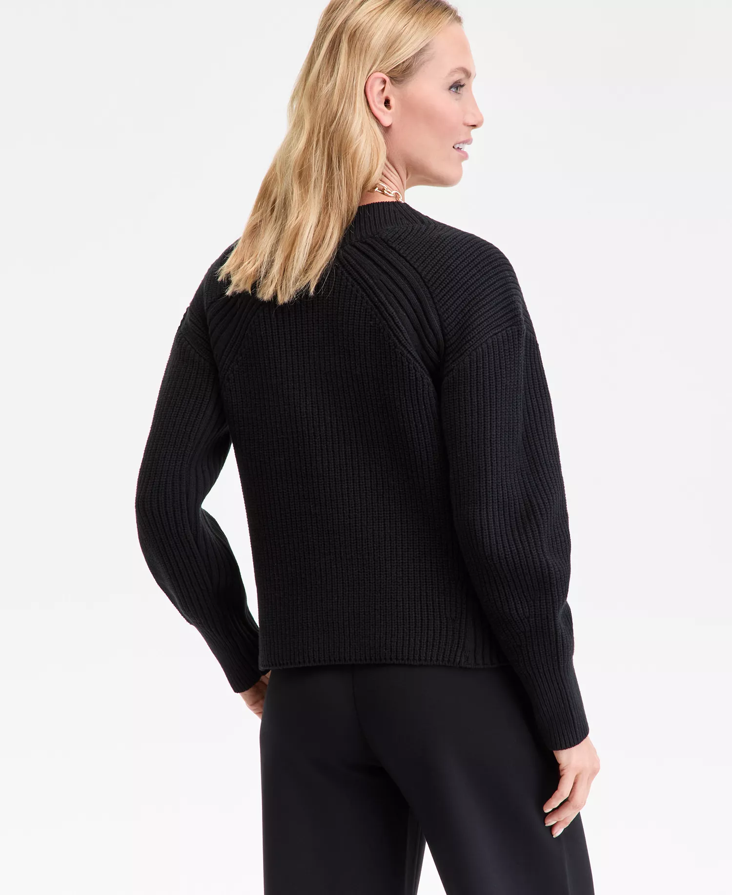 Women's Directional Ribbed Sweater, Macy's Exclusive - Deep Black - XL