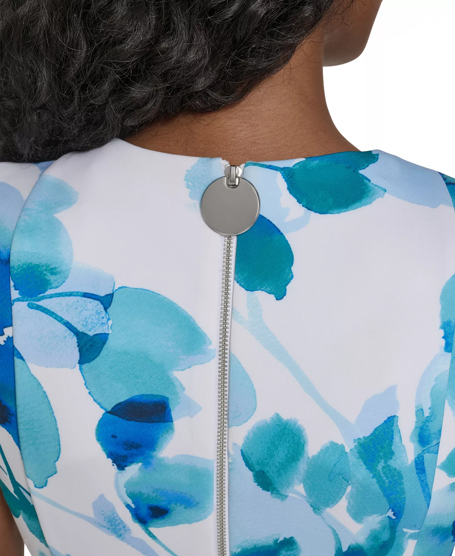 Women's Sleeveless Crewneck Dress - Capri/White Multi - 12