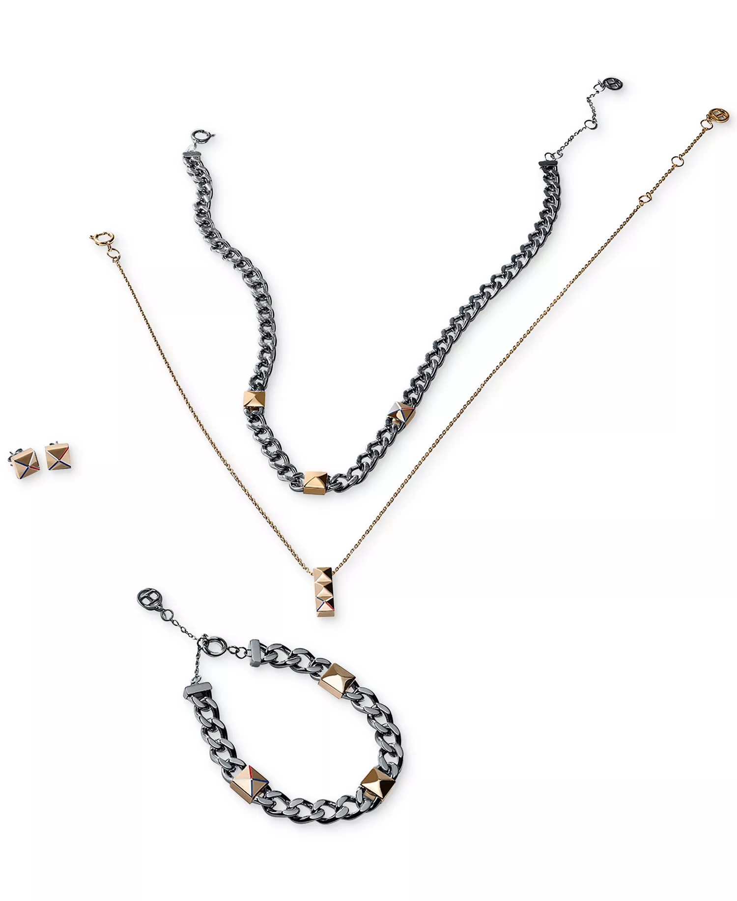 Two-Tone Stainless Steel Necklace, 16" + 2" extender - Two Tone - ONE SIZE