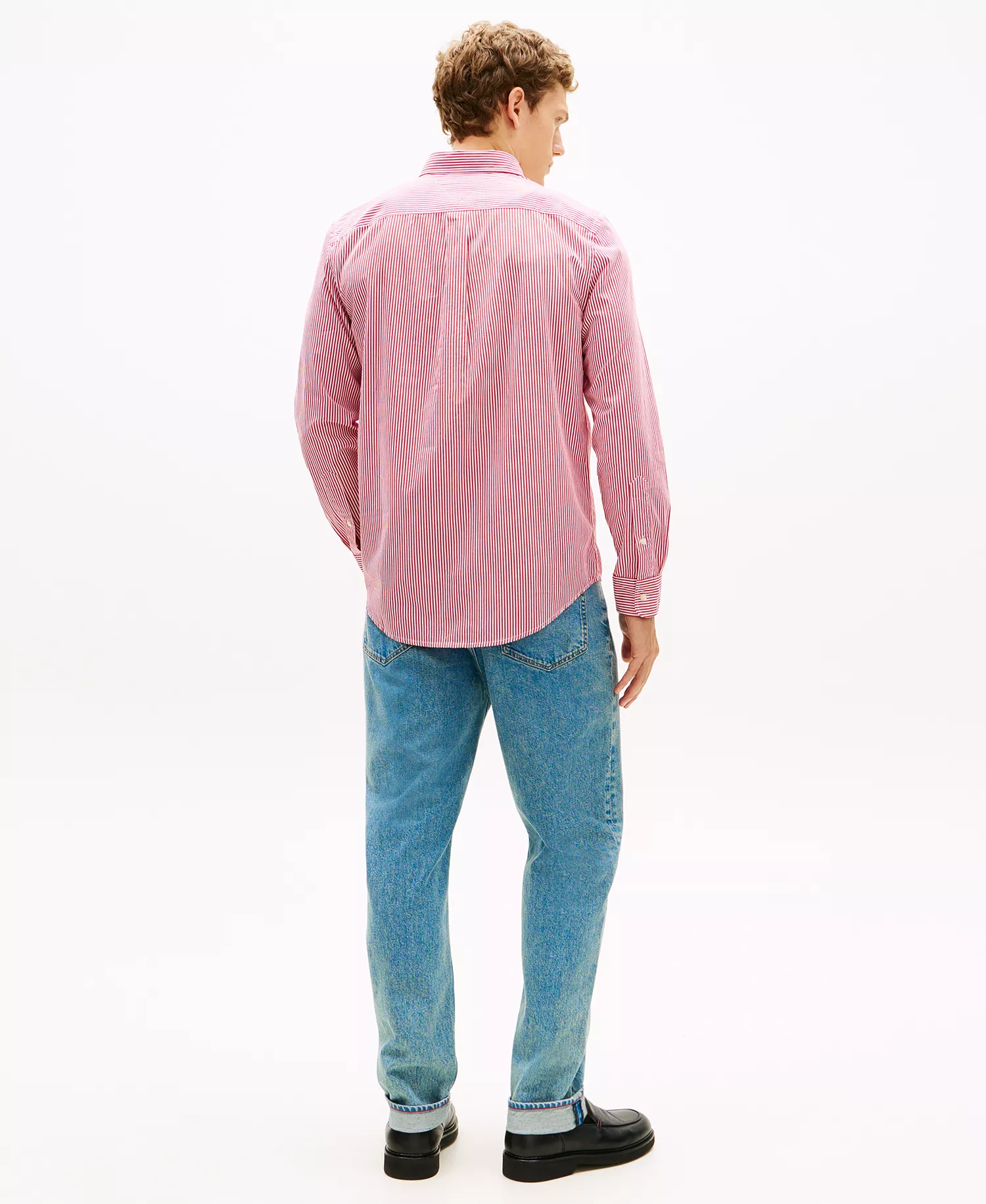 Men's Flex Poplin Striped Long-Sleeve Shirt - Medium Red / Stripe - M